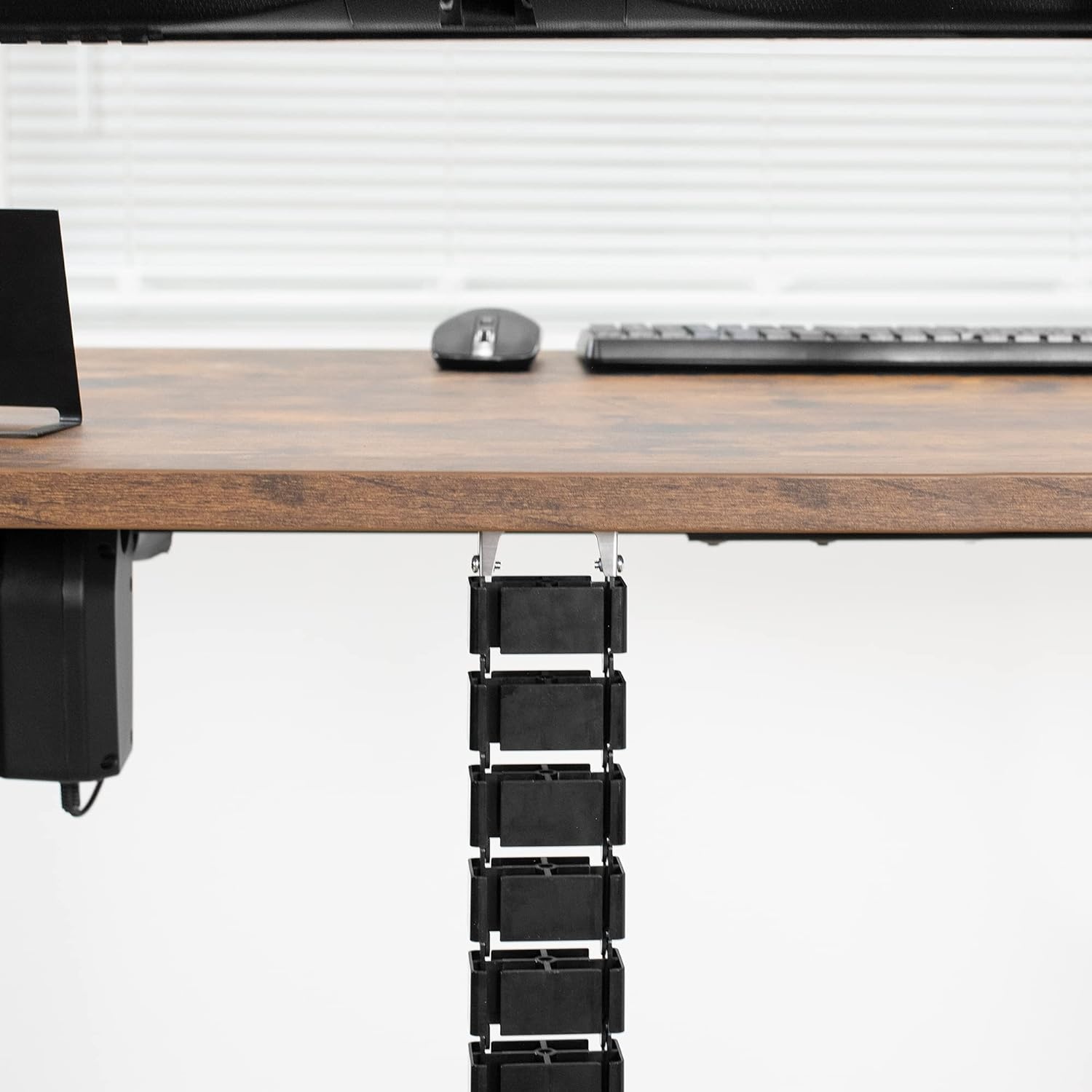 image:imageVIVO Under Desk Vertebrae Cable Management Kit Adjustable Quad Entry Flexible Cord Organizer for Home Office Black DESKAC01CBlack