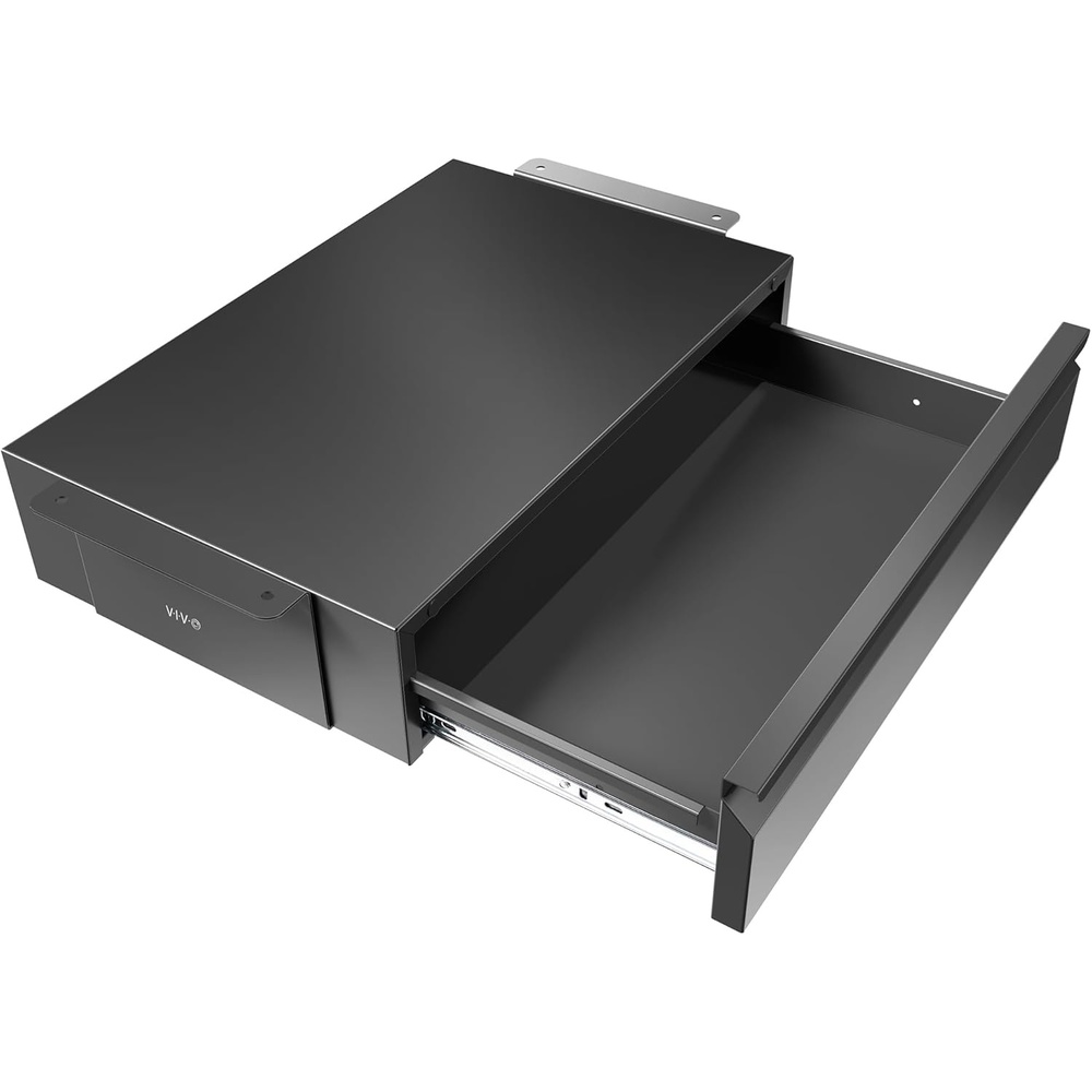 image:imageVIVO 18 inch Under Desk Slide Out Drawer Secure Home Office Storage Organizer Black DESKAC03B