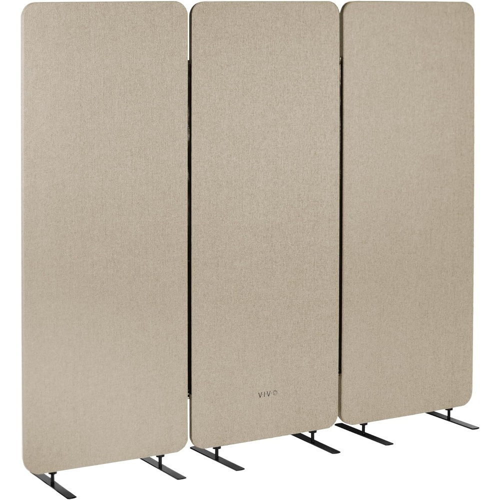 image:imageVIVO Freestanding 72 x 66 inch Privacy Panel Cubicle Divider Acoustic Wall Partition x3 24 inch Panels Beige PP3T072BEBeige