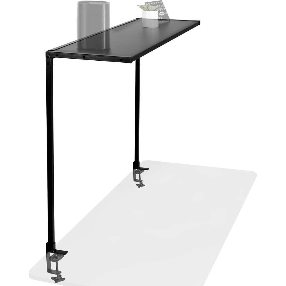 image:imageVIVO Large 42 inch Clampon Overhead Desk Shelf Raised Desktop Organizer Elevated Workstation Accessory Platform Black DESKSHELF42OB