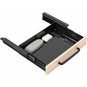 image:imageVIVO 13 inch Under Desk Mounted Sliding Pullout Drawer for Office Desk Pull Handle Storage Organizer for Sit Stand Workstation Black DESKDR1HBLight Wood