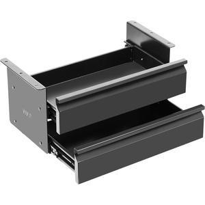 image:imageVIVO 16 inch Slide Out Dual Tier Desk Drawer Under Desk 2 Layer Storage Black DESKDR02Black