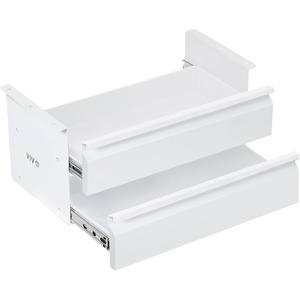 image:imageVIVO 16 inch Slide Out Dual Tier Desk Drawer Under Desk 2 Layer Storage Black DESKDR02White