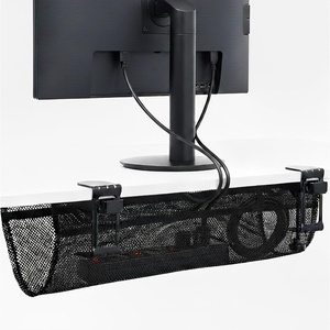image:imageVIVO No Drill Clampon 36 inch Mesh Net Under Desk Cable Management Wire Organizer Adjustable Home Office Standing Desk Cord Storage Sleeve Black DESKAC36MHBlack