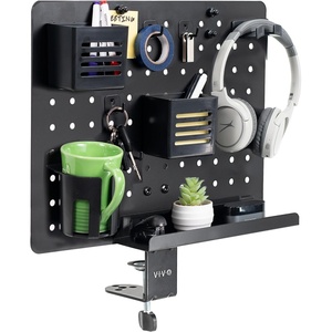 image:imageVIVO Steel Clampon Rotating Pegboard 17 x 13 inch Magnetic Peg Board Above or Below Desk Accessory Organizer Black PPDK01C