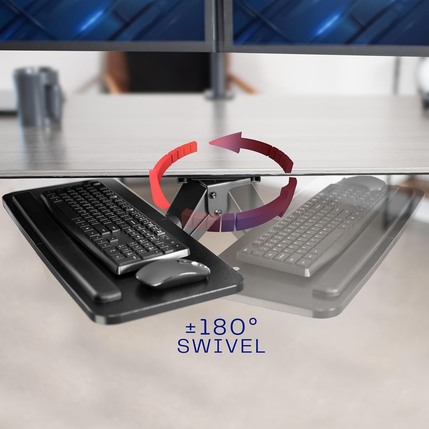 image:imageVIVO Adjustable Computer Keyboard amp Mouse Platform Tray Ergonomic Under Table Desk Mount Drawer Underdesk Shelf MOUNTKB03BBlack
