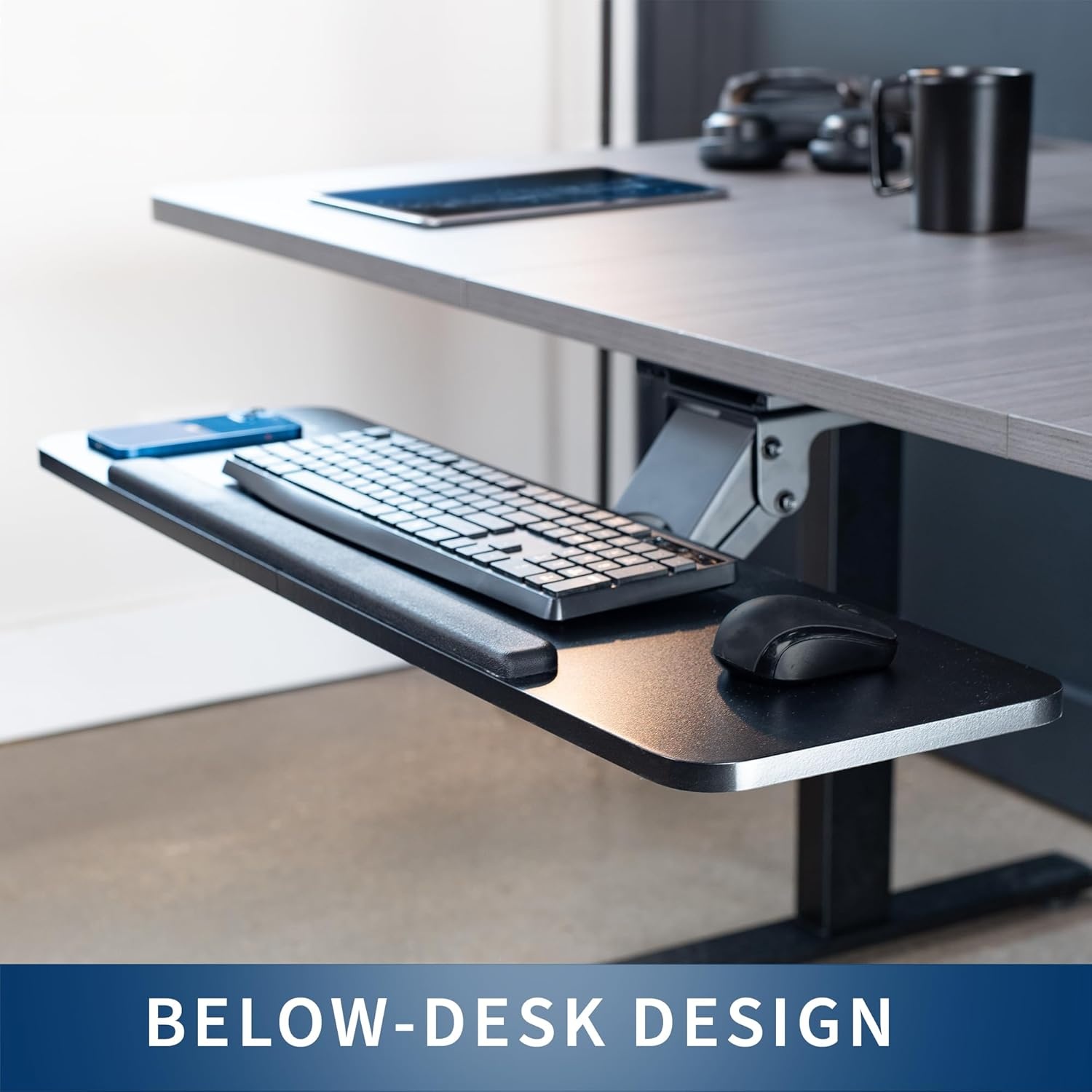 image:imageVIVO Adjustable Computer Keyboard amp Mouse Platform Tray Ergonomic Under Table Desk Mount Drawer Underdesk Shelf MOUNTKB03BBlack