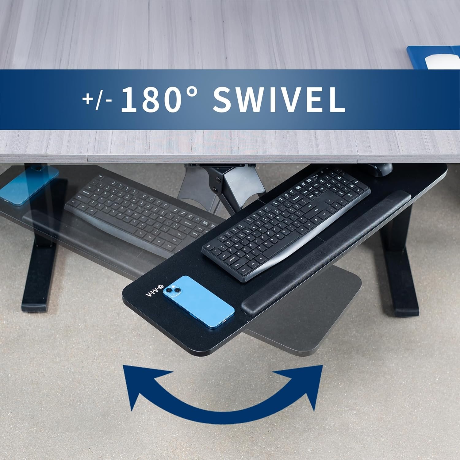 image:imageVIVO Adjustable Computer Keyboard amp Mouse Platform Tray Ergonomic Under Table Desk Mount Drawer Underdesk Shelf MOUNTKB03BBlack
