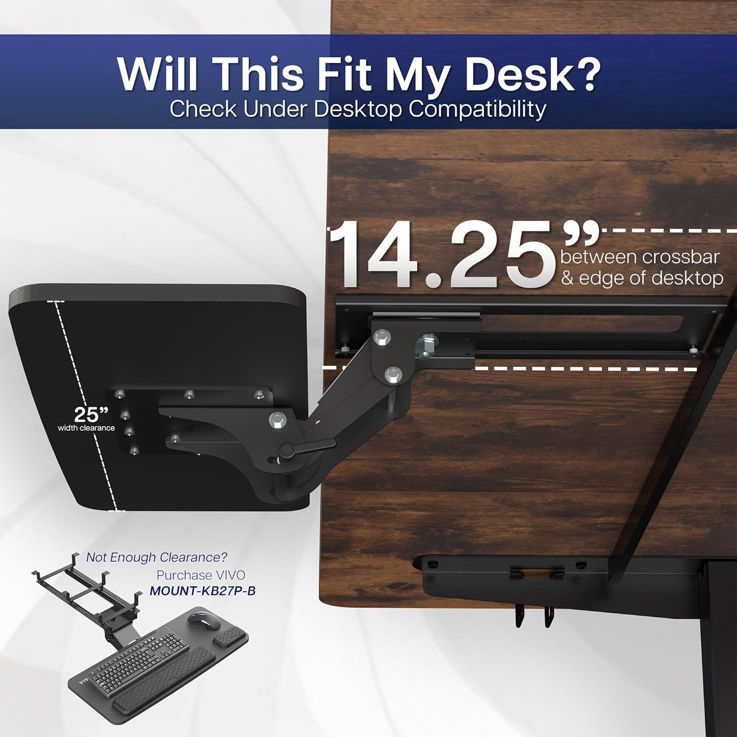image:imageVIVO Adjustable Computer Keyboard amp Mouse Platform Tray Ergonomic Under Table Desk Mount Drawer Underdesk Shelf MOUNTKB03BBlack