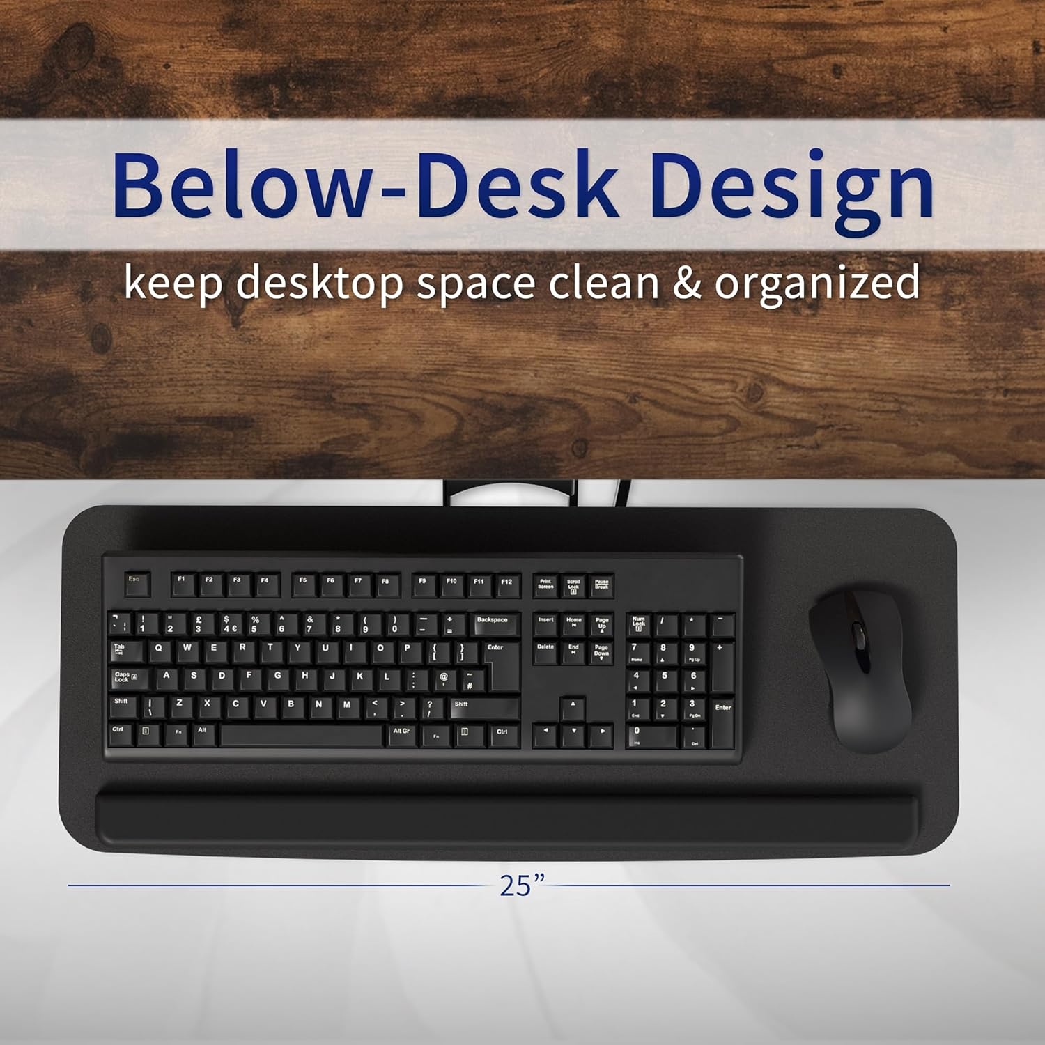 image:imageVIVO Adjustable Computer Keyboard amp Mouse Platform Tray Ergonomic Under Table Desk Mount Drawer Underdesk Shelf MOUNTKB03BBlack