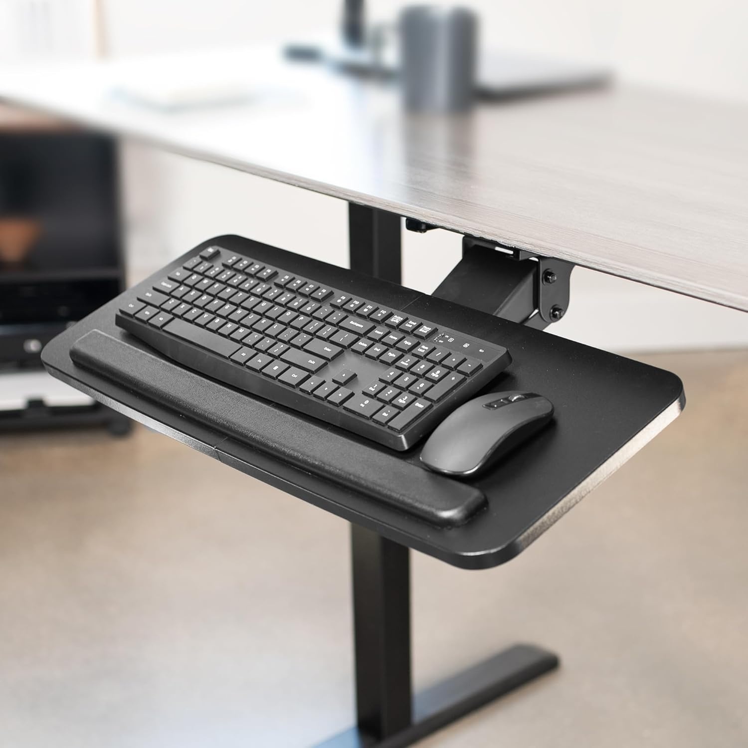 image:imageVIVO Adjustable Computer Keyboard amp Mouse Platform Tray Ergonomic Under Table Desk Mount Drawer Underdesk Shelf MOUNTKB03BBlack