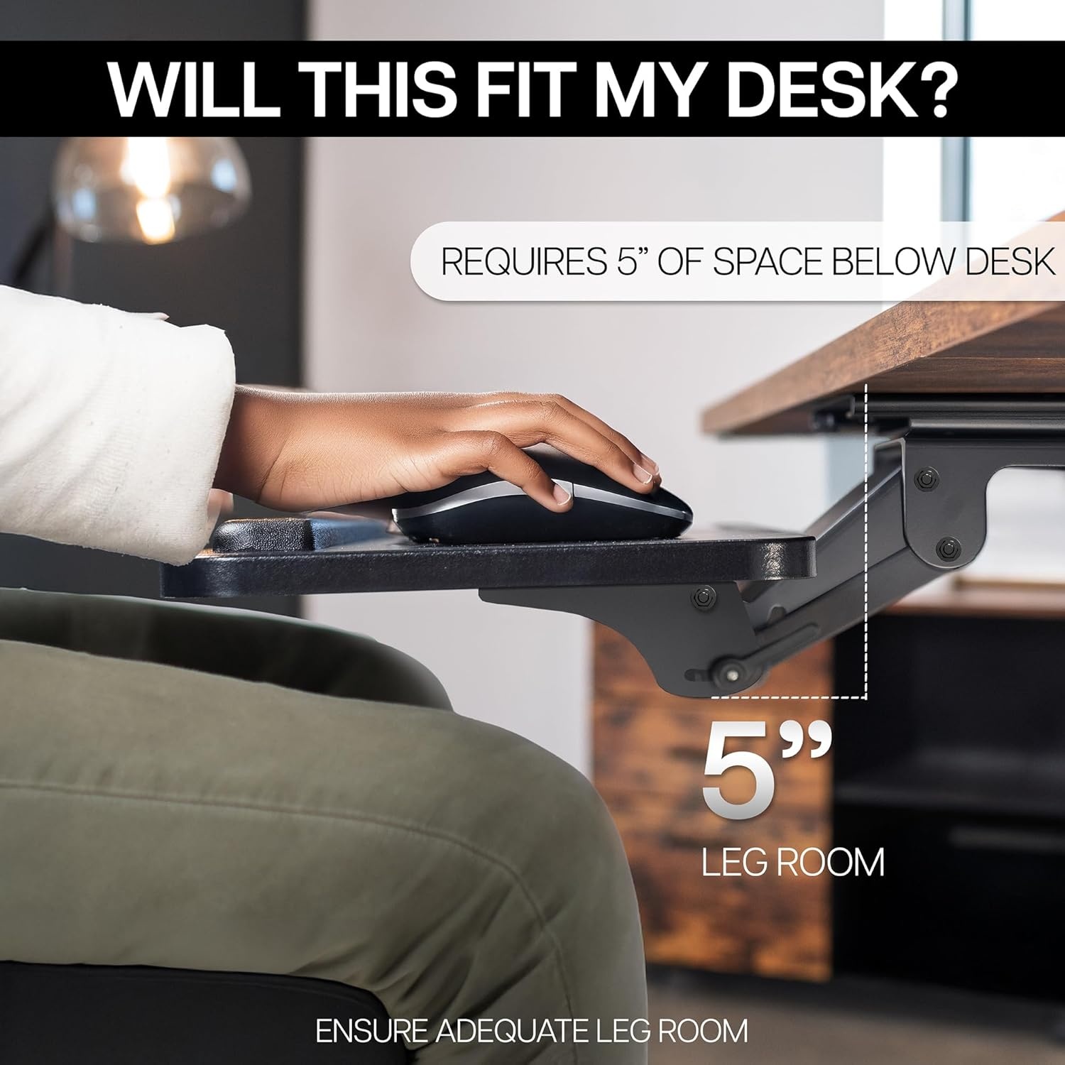 image:imageVIVO Adjustable Computer Keyboard amp Mouse Platform Tray Ergonomic Under Table Desk Mount Drawer Underdesk Shelf MOUNTKB03BBlack