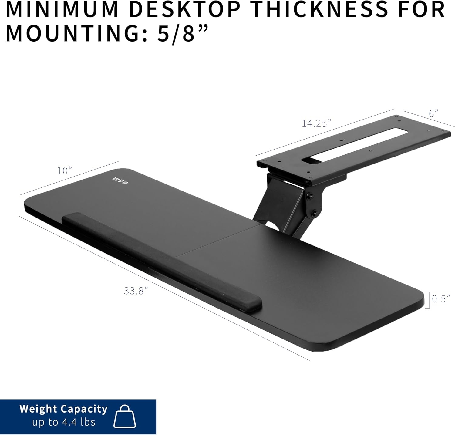 image:imageVIVO Adjustable Computer Keyboard amp Mouse Platform Tray Ergonomic Under Table Desk Mount Drawer Underdesk Shelf MOUNTKB03BBlack