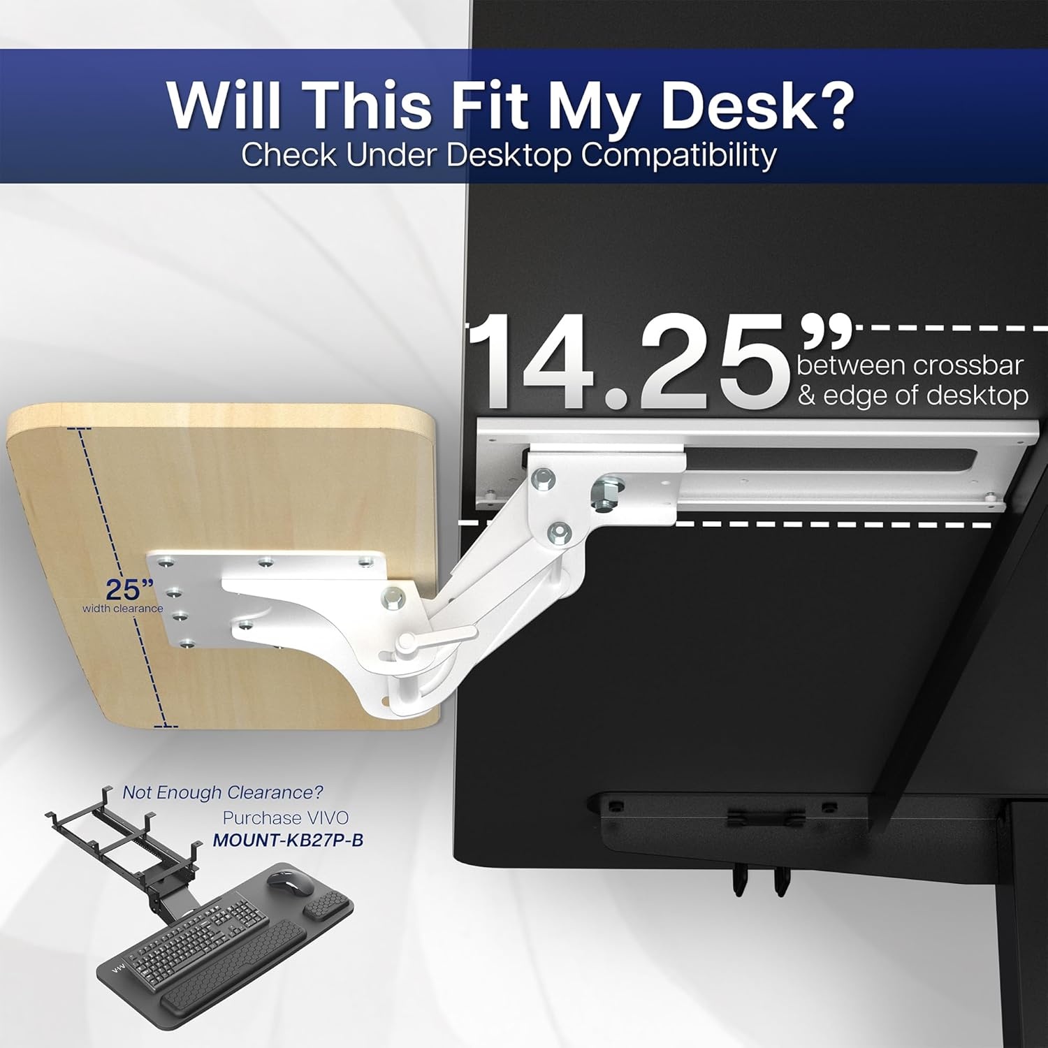 image:imageVIVO Adjustable Computer Keyboard amp Mouse Platform Tray Ergonomic Under Table Desk Mount Drawer Underdesk Shelf MOUNTKB03BLight Wood