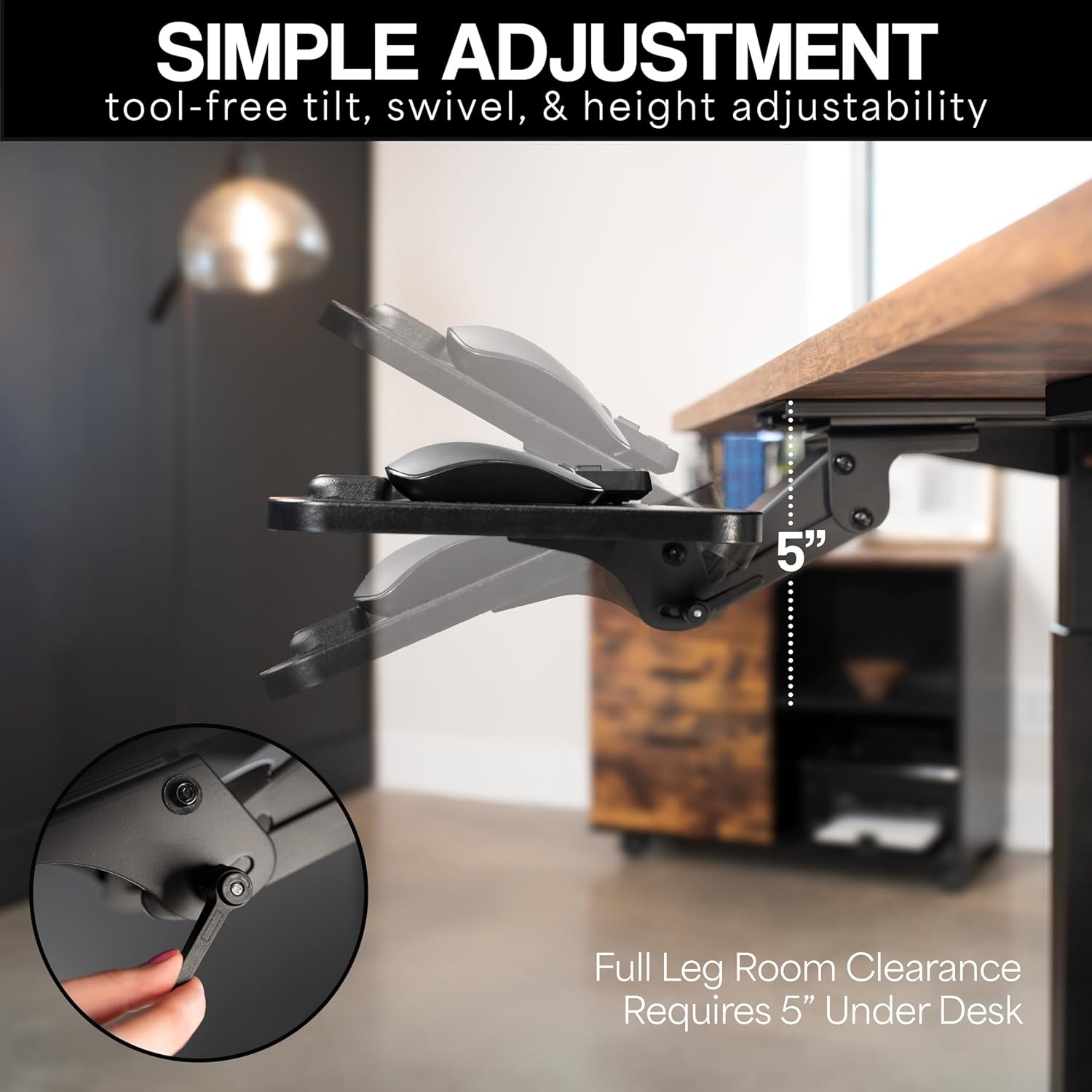 image:imageVIVO Adjustable Computer Keyboard amp Mouse Platform Tray Ergonomic Under Table Desk Mount Drawer Underdesk Shelf MOUNTKB03BLight Wood