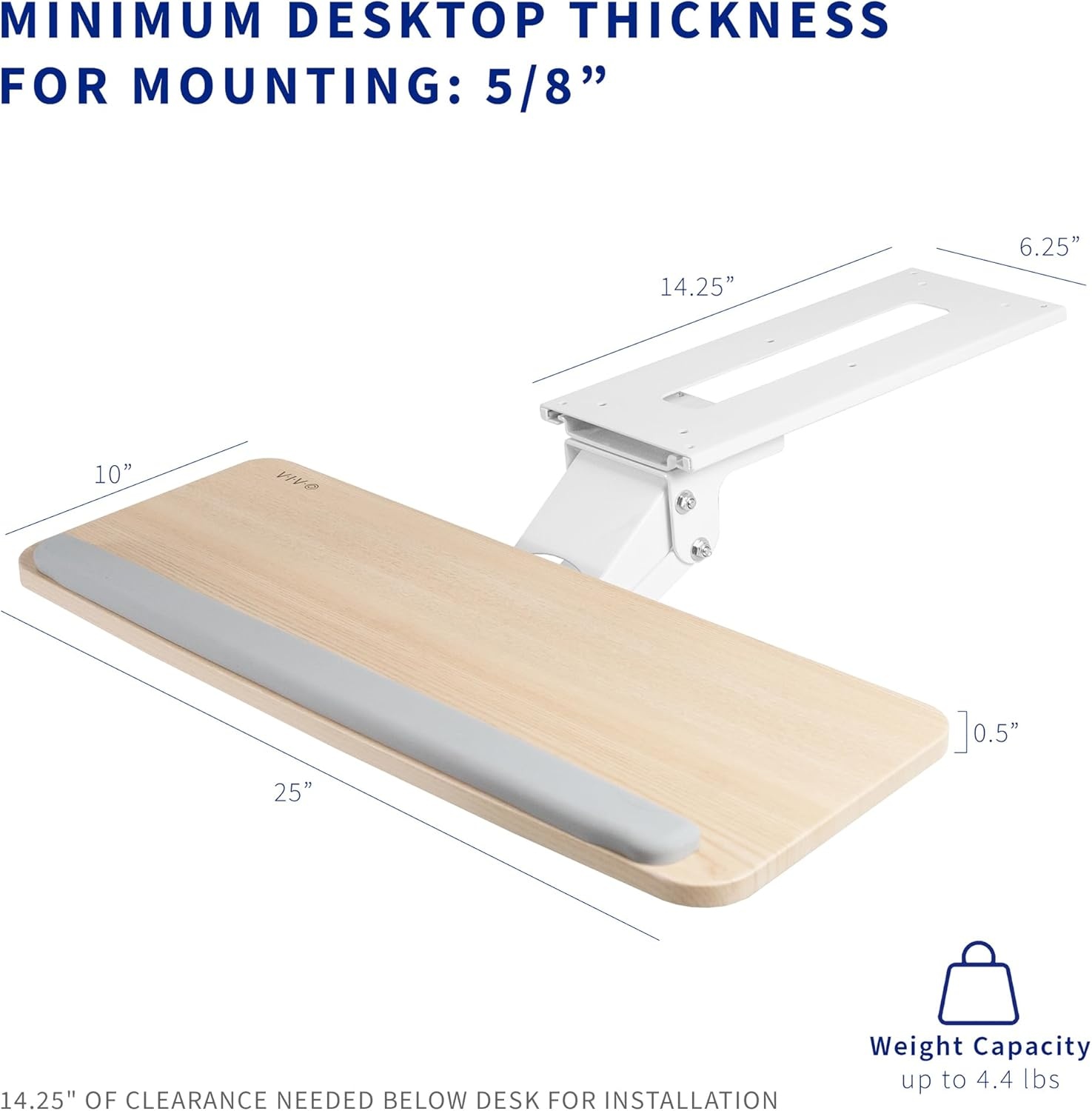 image:imageVIVO Adjustable Computer Keyboard amp Mouse Platform Tray Ergonomic Under Table Desk Mount Drawer Underdesk Shelf MOUNTKB03BLight Wood