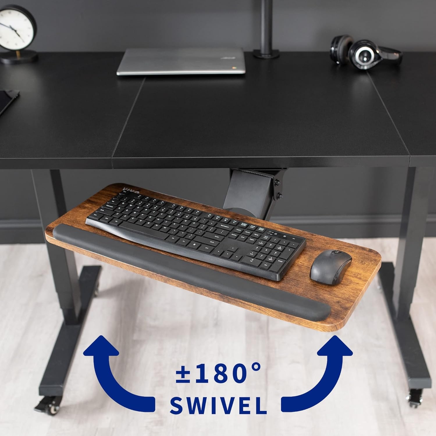 image:imageVIVO Adjustable Computer Keyboard amp Mouse Platform Tray Ergonomic Under Table Desk Mount Drawer Underdesk Shelf MOUNTKB03BVintage Brown