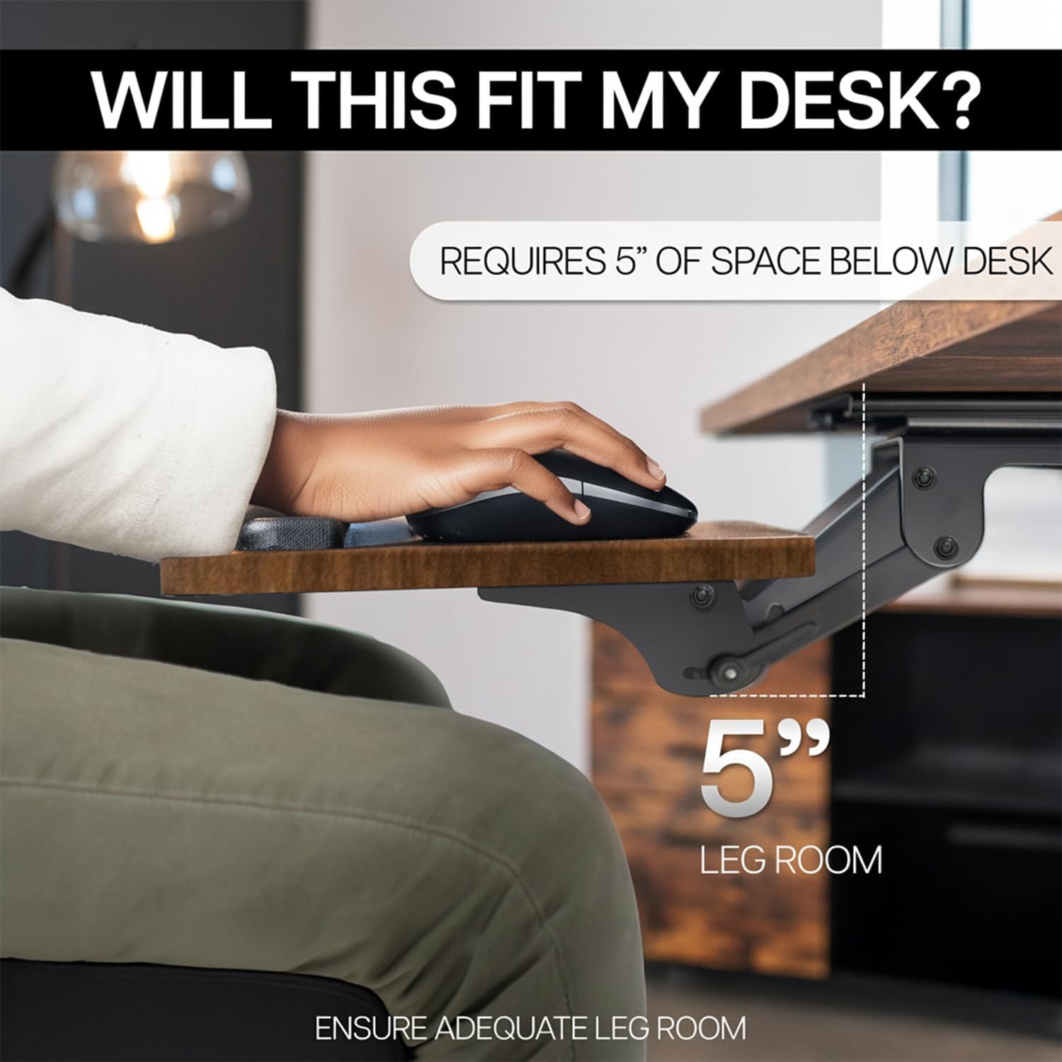 image:imageVIVO Adjustable Computer Keyboard amp Mouse Platform Tray Ergonomic Under Table Desk Mount Drawer Underdesk Shelf MOUNTKB03BVintage Brown