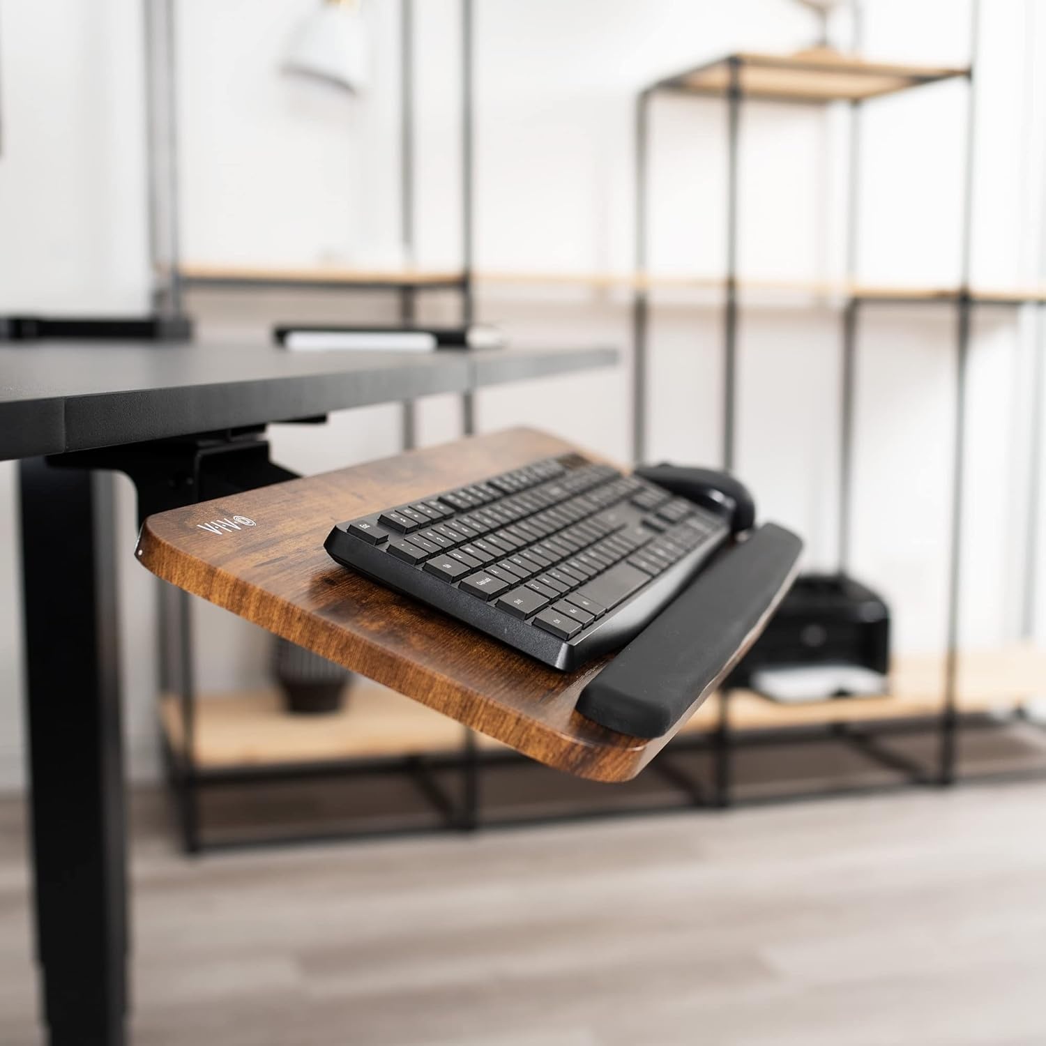 image:imageVIVO Adjustable Computer Keyboard amp Mouse Platform Tray Ergonomic Under Table Desk Mount Drawer Underdesk Shelf MOUNTKB03BVintage Brown