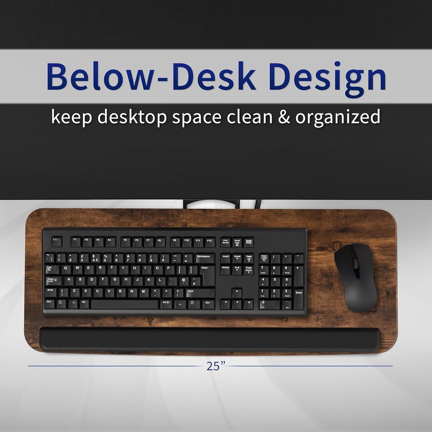 image:imageVIVO Adjustable Computer Keyboard amp Mouse Platform Tray Ergonomic Under Table Desk Mount Drawer Underdesk Shelf MOUNTKB03BVintage Brown