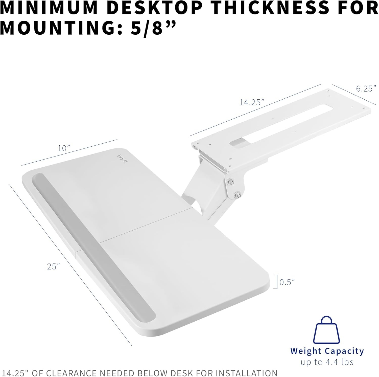 image:imageVIVO Adjustable Computer Keyboard amp Mouse Platform Tray Ergonomic Under Table Desk Mount Drawer Underdesk Shelf MOUNTKB03BWhite