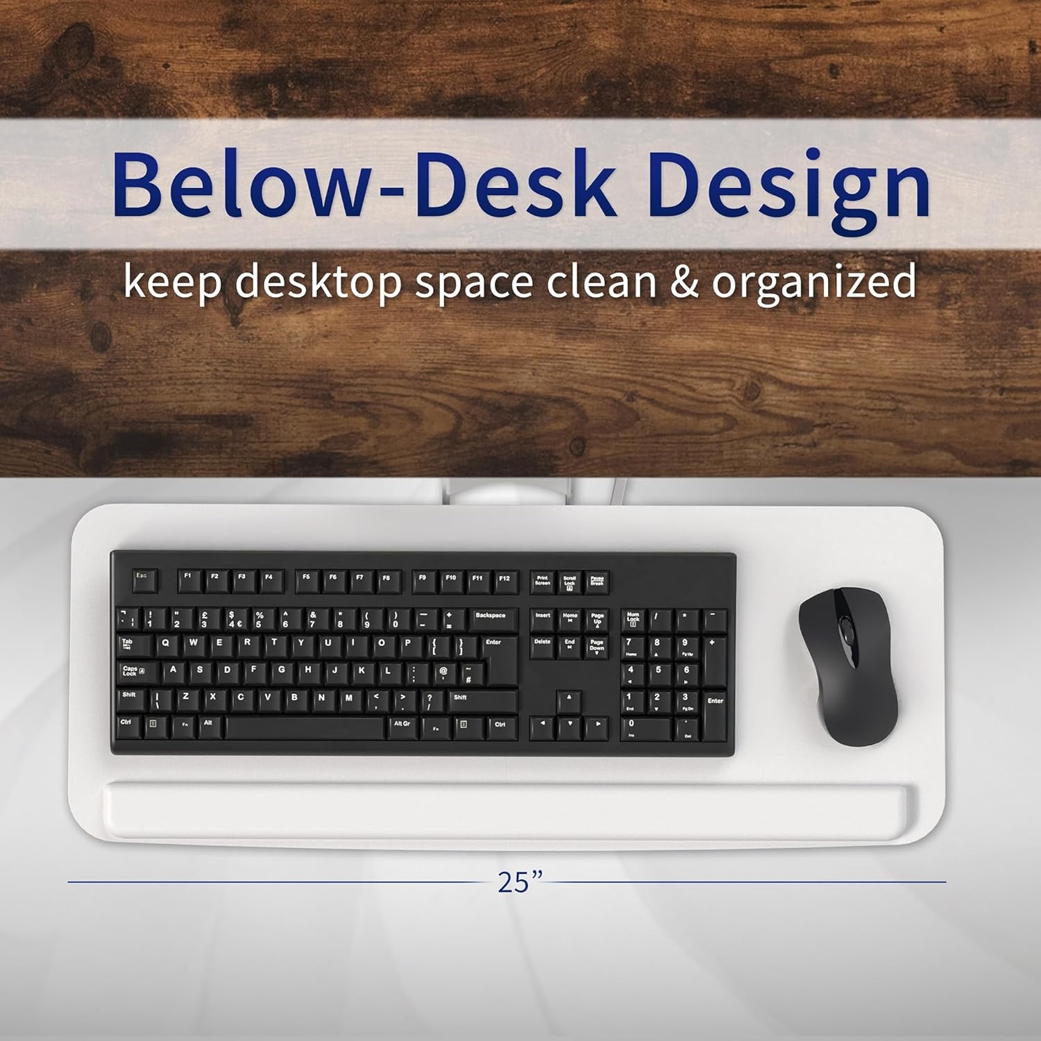 image:imageVIVO Adjustable Computer Keyboard amp Mouse Platform Tray Ergonomic Under Table Desk Mount Drawer Underdesk Shelf MOUNTKB03BWhite
