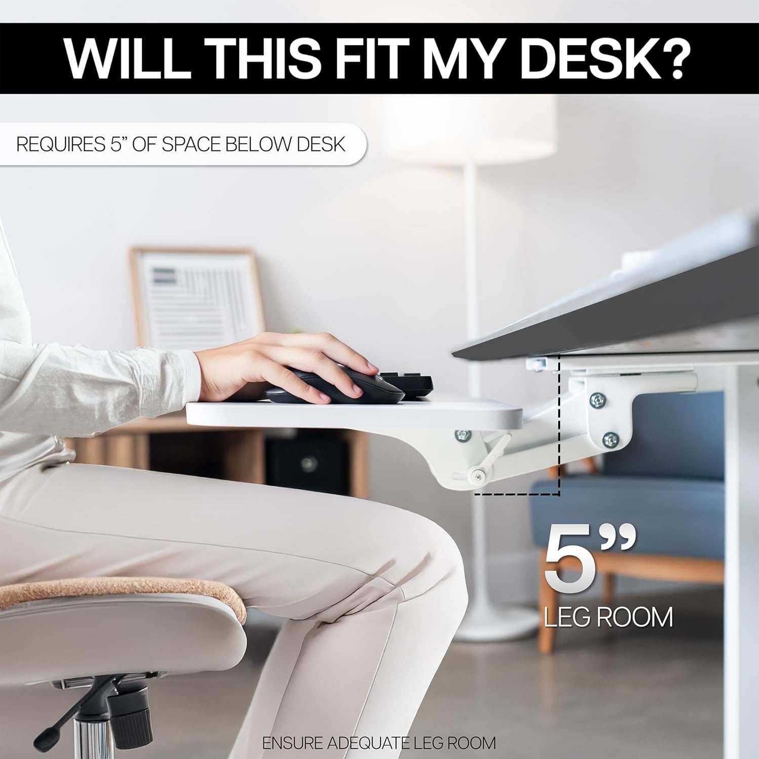image:imageVIVO Adjustable Computer Keyboard amp Mouse Platform Tray Ergonomic Under Table Desk Mount Drawer Underdesk Shelf MOUNTKB03BWhite
