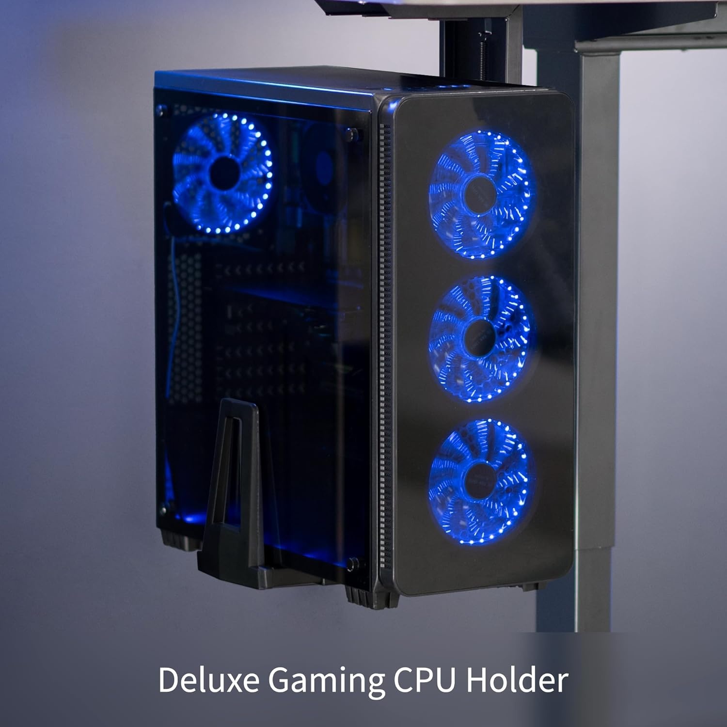 image:imageVIVO Adjustable Under Desk Gaming PC Mount MediumLarge Computer Case CPU Tower Holder with Secure Locking Holds up to 33 lbs Black MOUNTPC06E