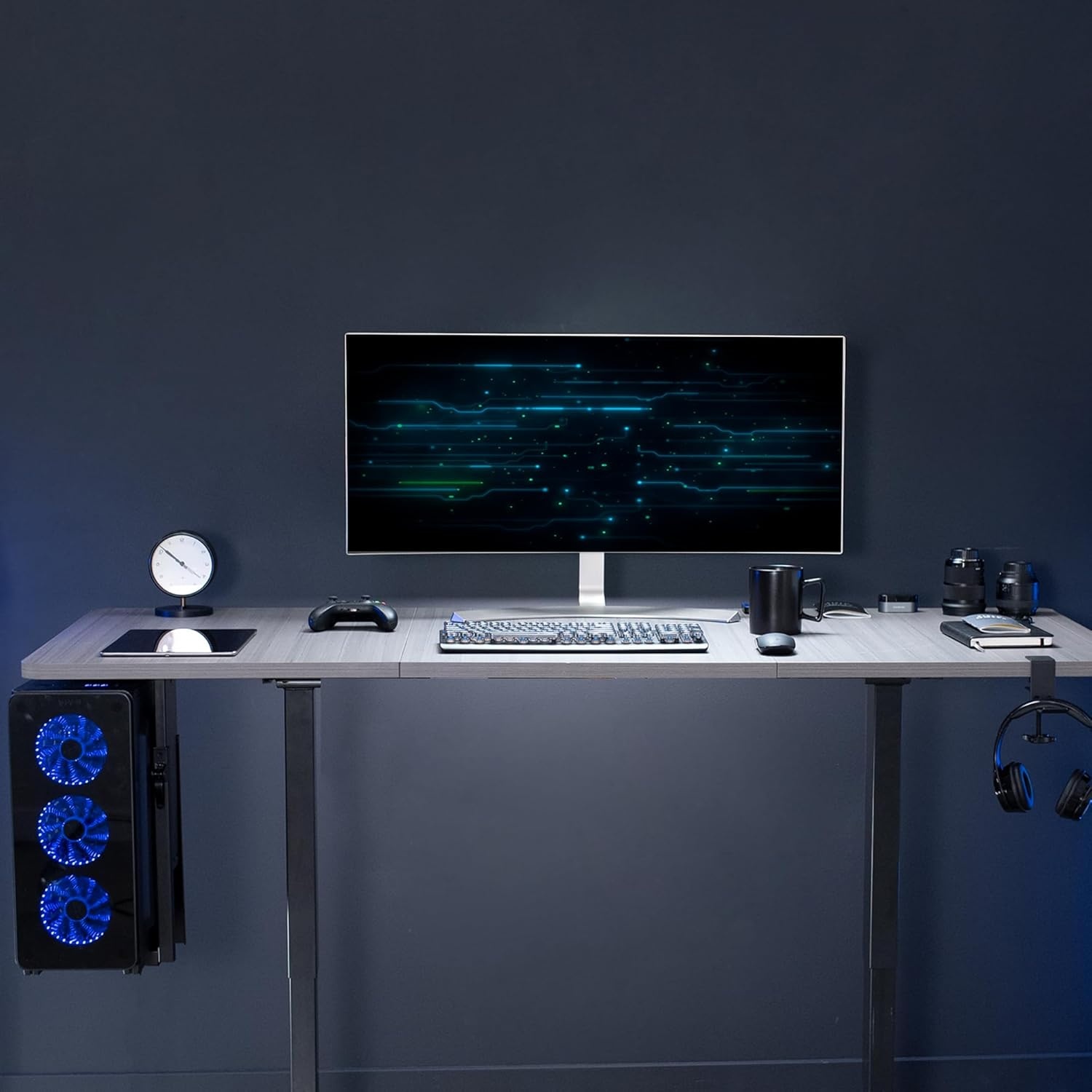 image:imageVIVO Adjustable Under Desk Gaming PC Mount MediumLarge Computer Case CPU Tower Holder with Secure Locking Holds up to 33 lbs Black MOUNTPC06E