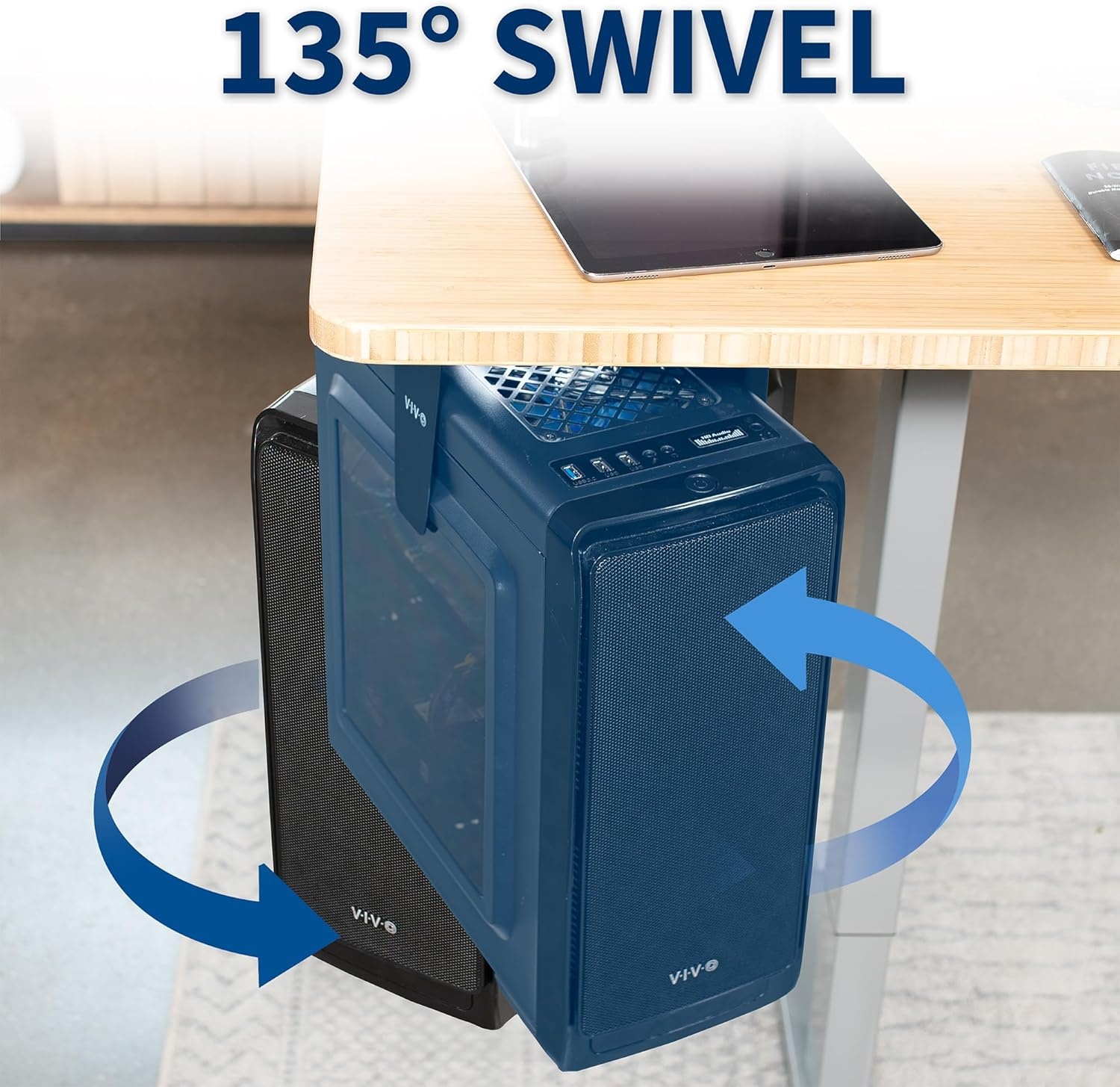 image:imageVIVO Adjustable Under Desk and Wall 35 to 78 inch Wide Office PC Mount Computer Case CPU Machine Holder Stand with Swivel and Secure Locking Holds 22 lbs Black MOUNTPC01Black