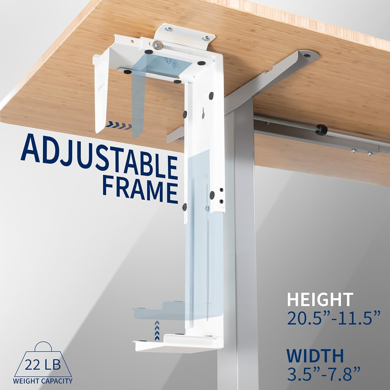 image:imageVIVO Adjustable Under Desk and Wall 35 to 78 inch Wide Office PC Mount Computer Case CPU Machine Holder Stand with Swivel and Secure Locking Holds 22 lbs Black MOUNTPC01White