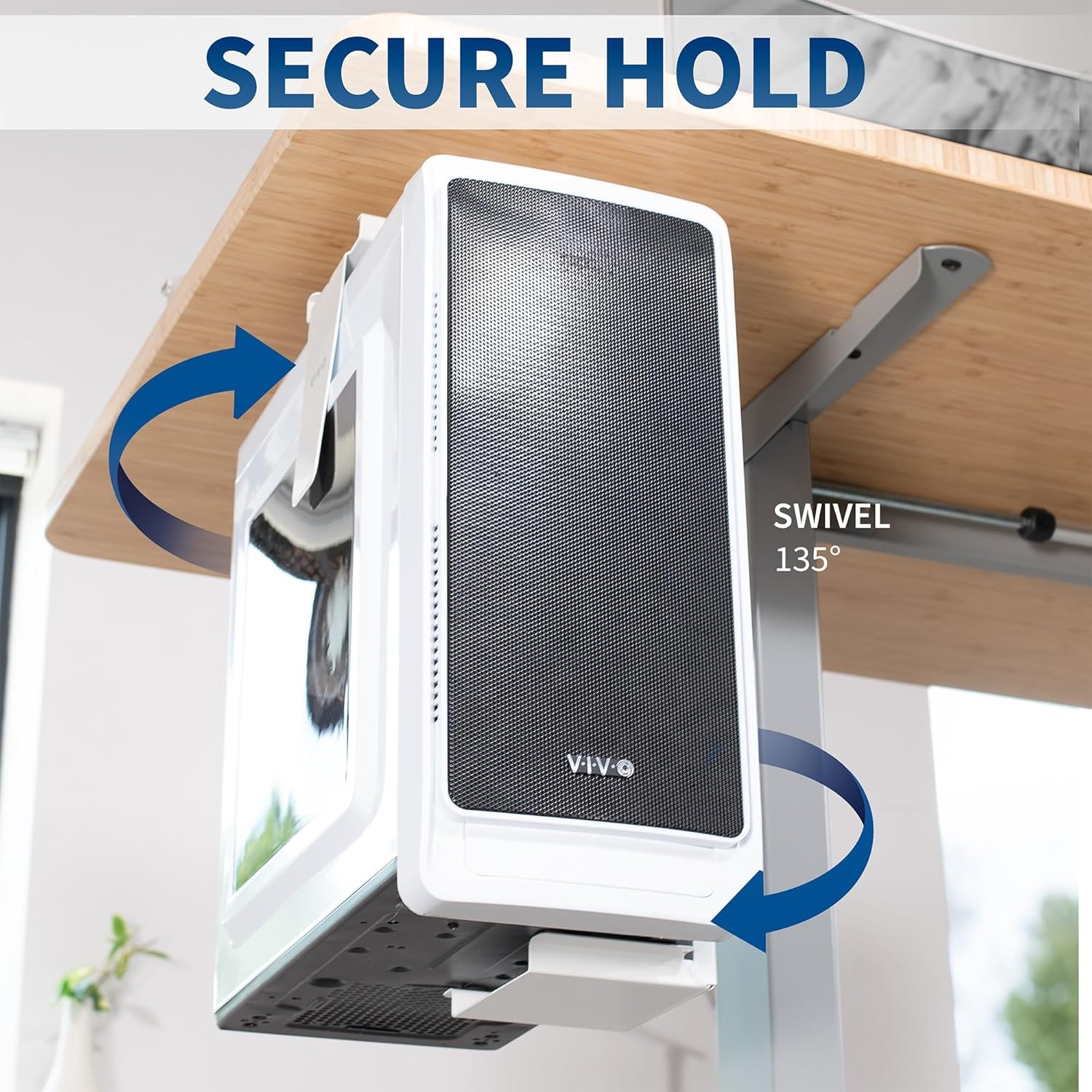image:imageVIVO Adjustable Under Desk and Wall 35 to 78 inch Wide Office PC Mount Computer Case CPU Machine Holder Stand with Swivel and Secure Locking Holds 22 lbs Black MOUNTPC01White