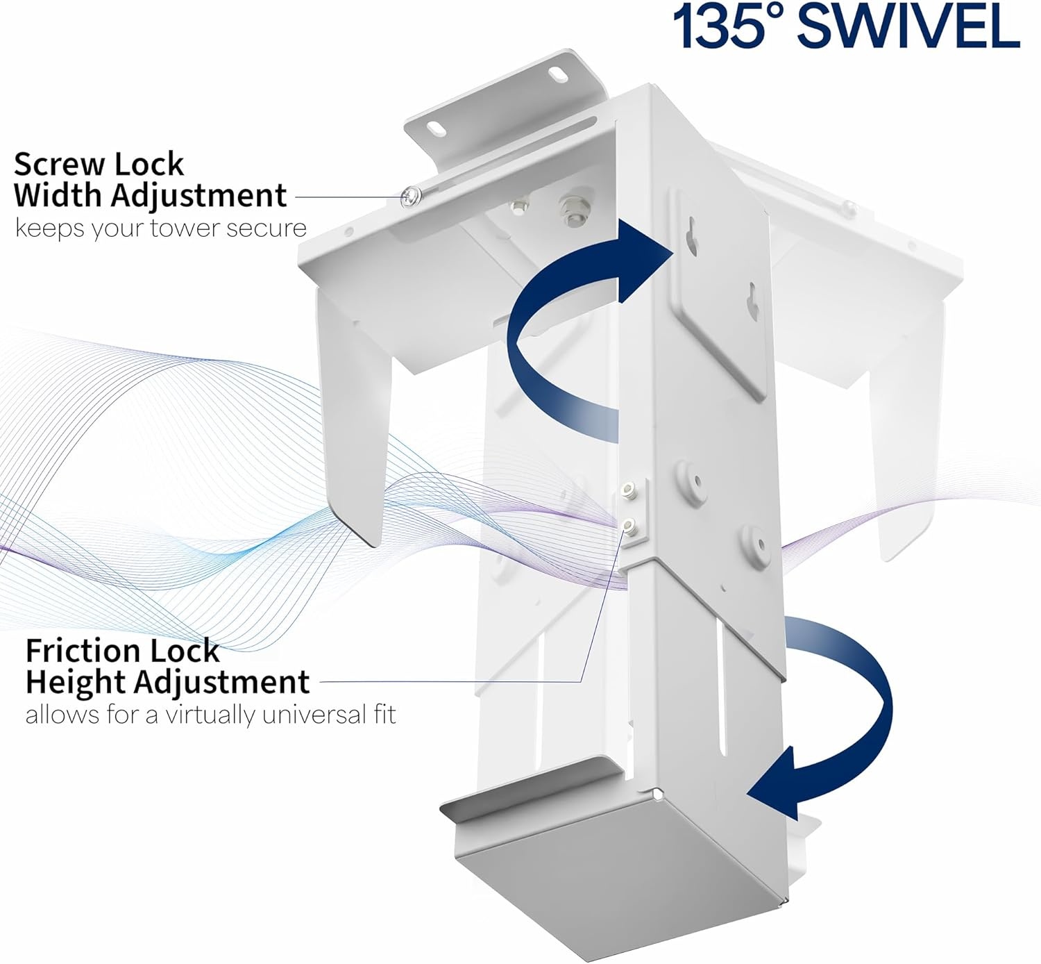 image:imageVIVO Adjustable Under Desk and Wall 35 to 78 inch Wide Office PC Mount Computer Case CPU Machine Holder Stand with Swivel and Secure Locking Holds 22 lbs Black MOUNTPC01White