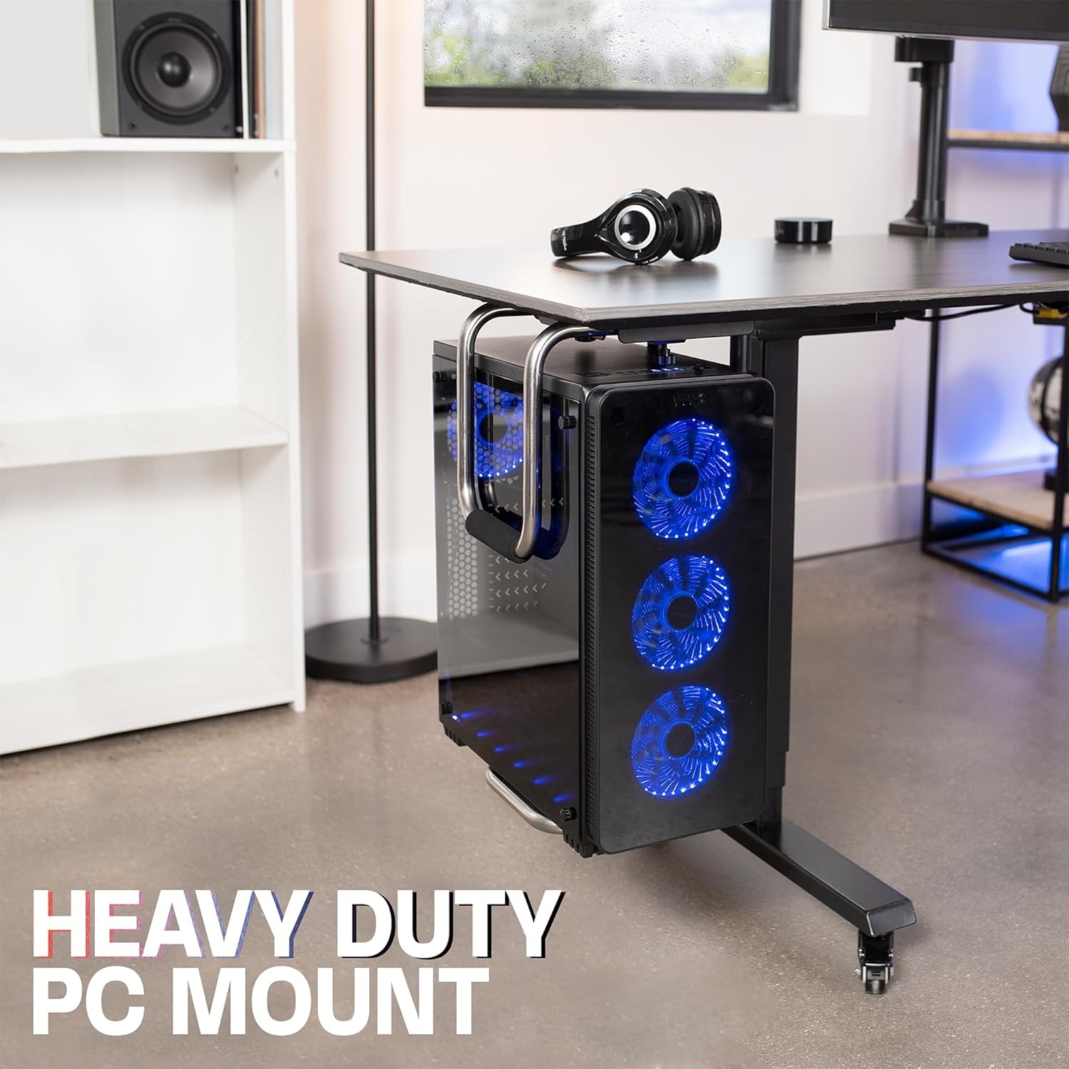 image:imageVIVO Heavy Duty Adjustable UnderDesk PC Mount Computer CPU Holder Supports up to 66 lbs MOUNTPC04ALarge