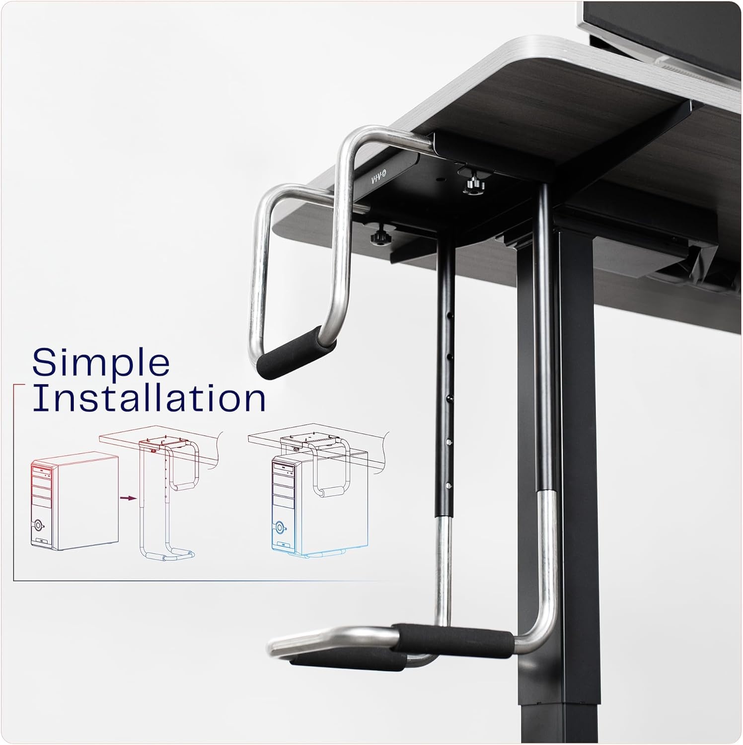 image:imageVIVO Heavy Duty Adjustable UnderDesk PC Mount Computer CPU Holder Supports up to 66 lbs MOUNTPC04ALarge