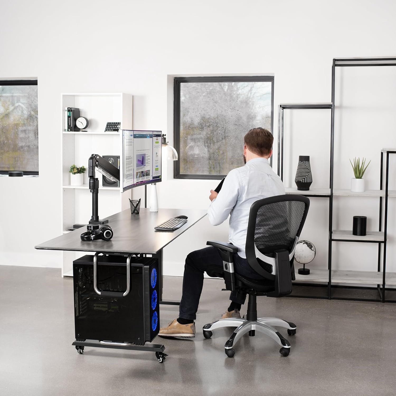 image:imageVIVO Heavy Duty Adjustable UnderDesk PC Mount Computer CPU Holder Supports up to 66 lbs MOUNTPC04ALarge