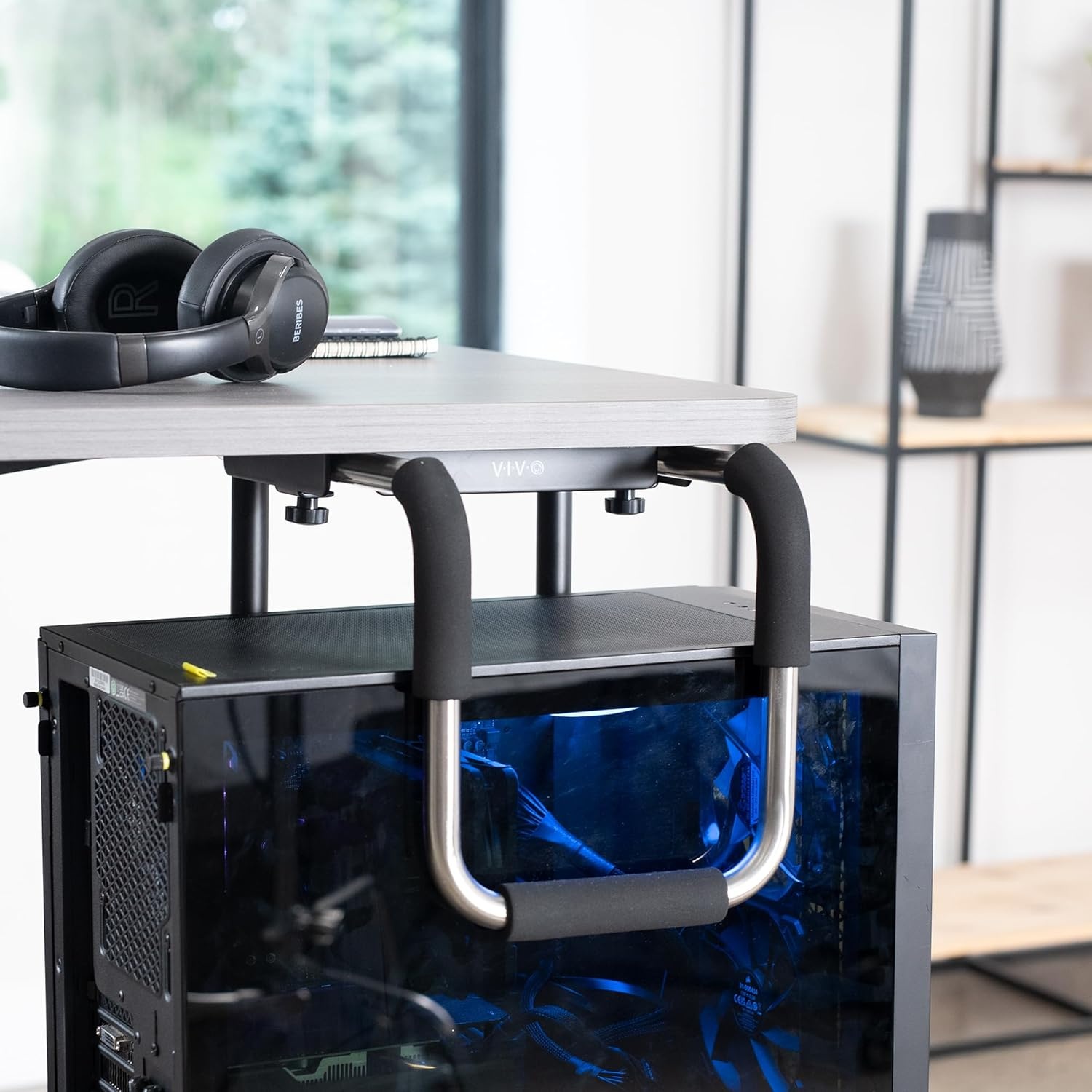 image:imageVIVO Heavy Duty Adjustable UnderDesk PC Mount Computer CPU Holder Supports up to 66 lbs MOUNTPC04AXLarge