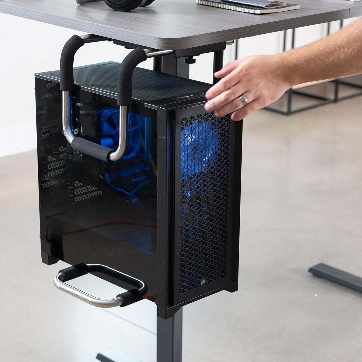 image:imageVIVO Heavy Duty Adjustable UnderDesk PC Mount Computer CPU Holder Supports up to 66 lbs MOUNTPC04AXLarge
