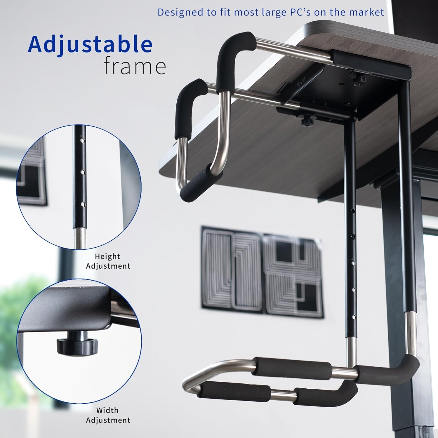image:imageVIVO Heavy Duty Adjustable UnderDesk PC Mount Computer CPU Holder Supports up to 66 lbs MOUNTPC04AXLarge