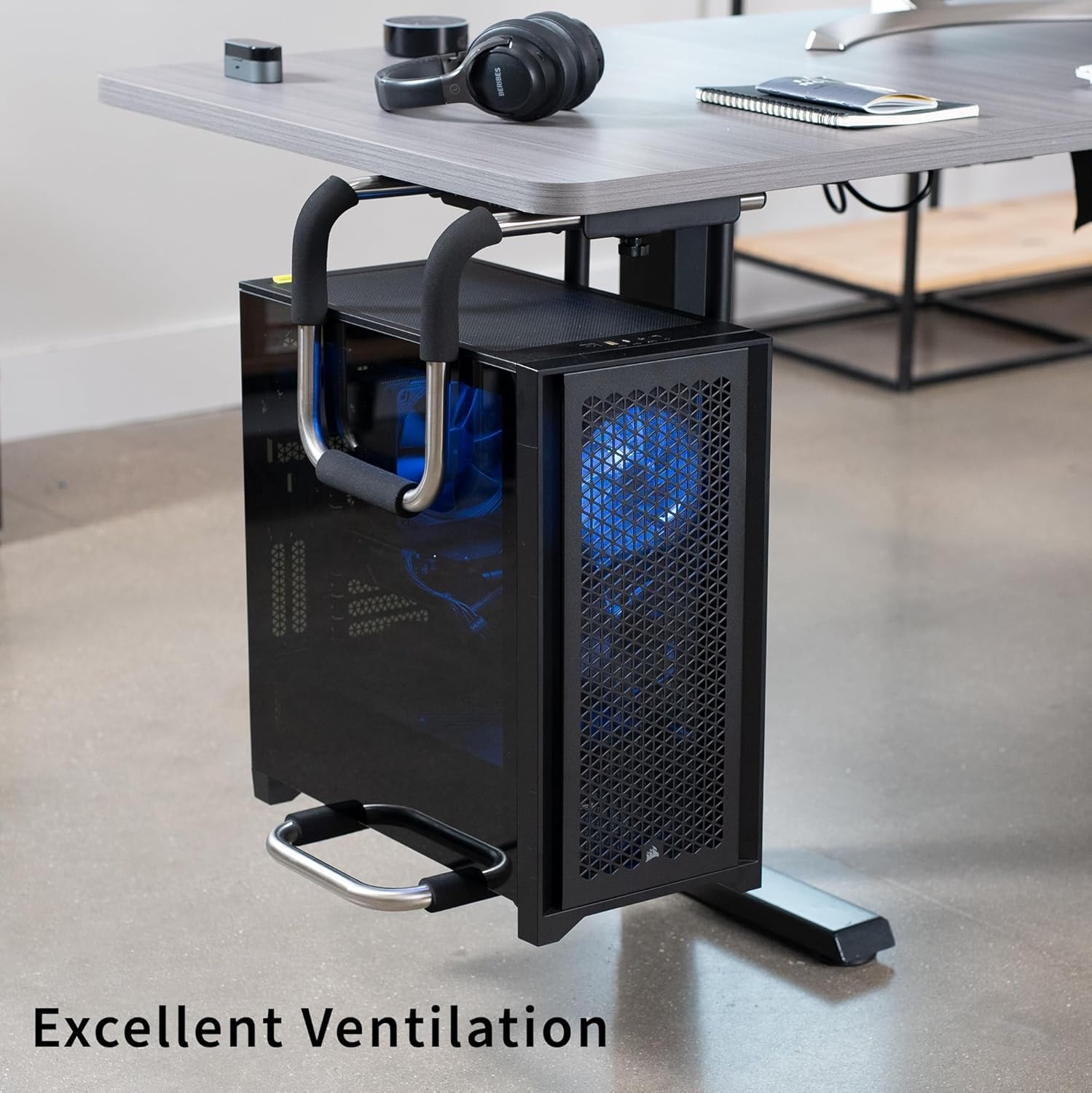 image:imageVIVO Heavy Duty Adjustable UnderDesk PC Mount Computer CPU Holder Supports up to 66 lbs MOUNTPC04AXLarge
