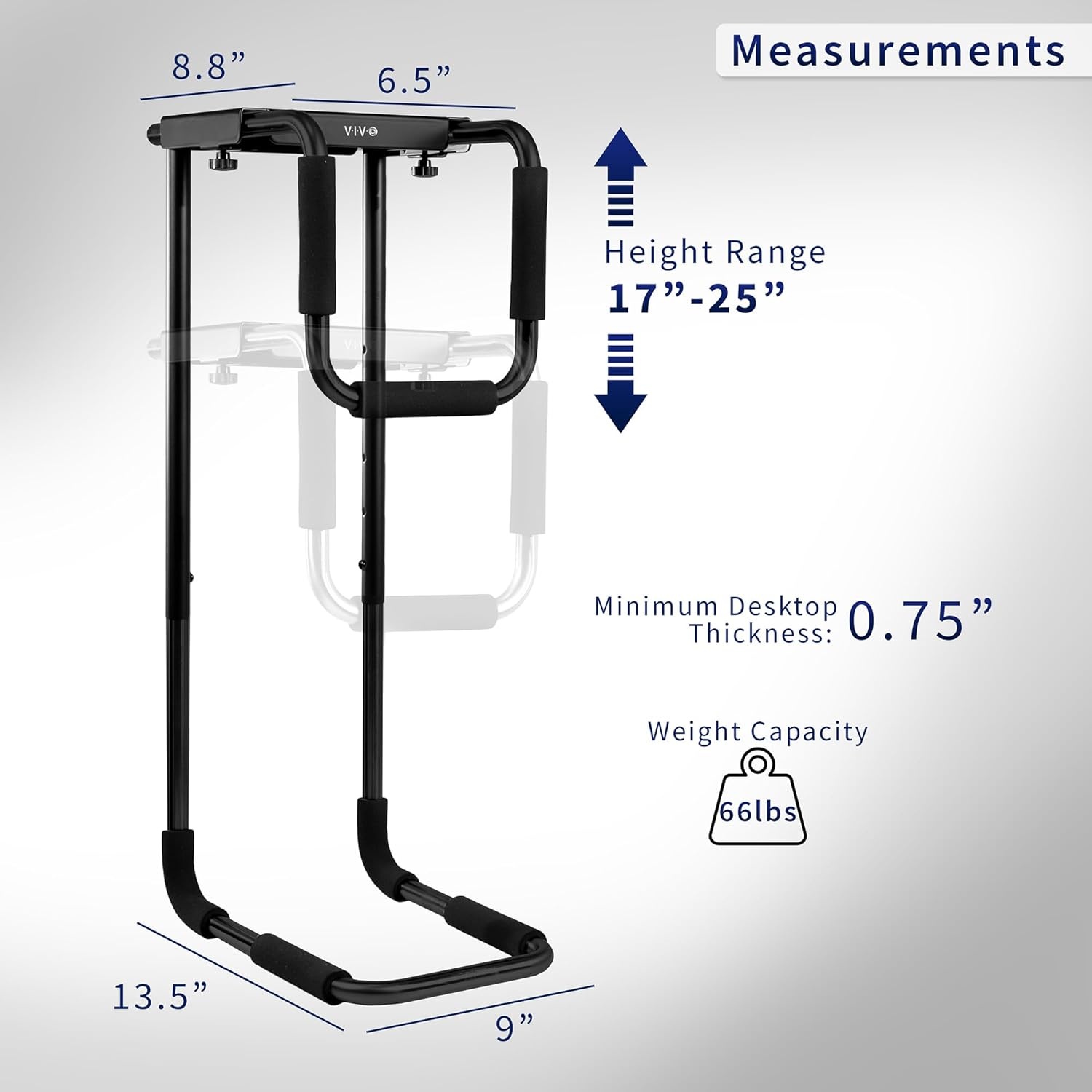 image:imageVIVO Heavy Duty Adjustable UnderDesk PC Mount Home and Office Computer CPU Holder with Secure Locking Supports up to 66 lbs Black MOUNTPC04BBlack