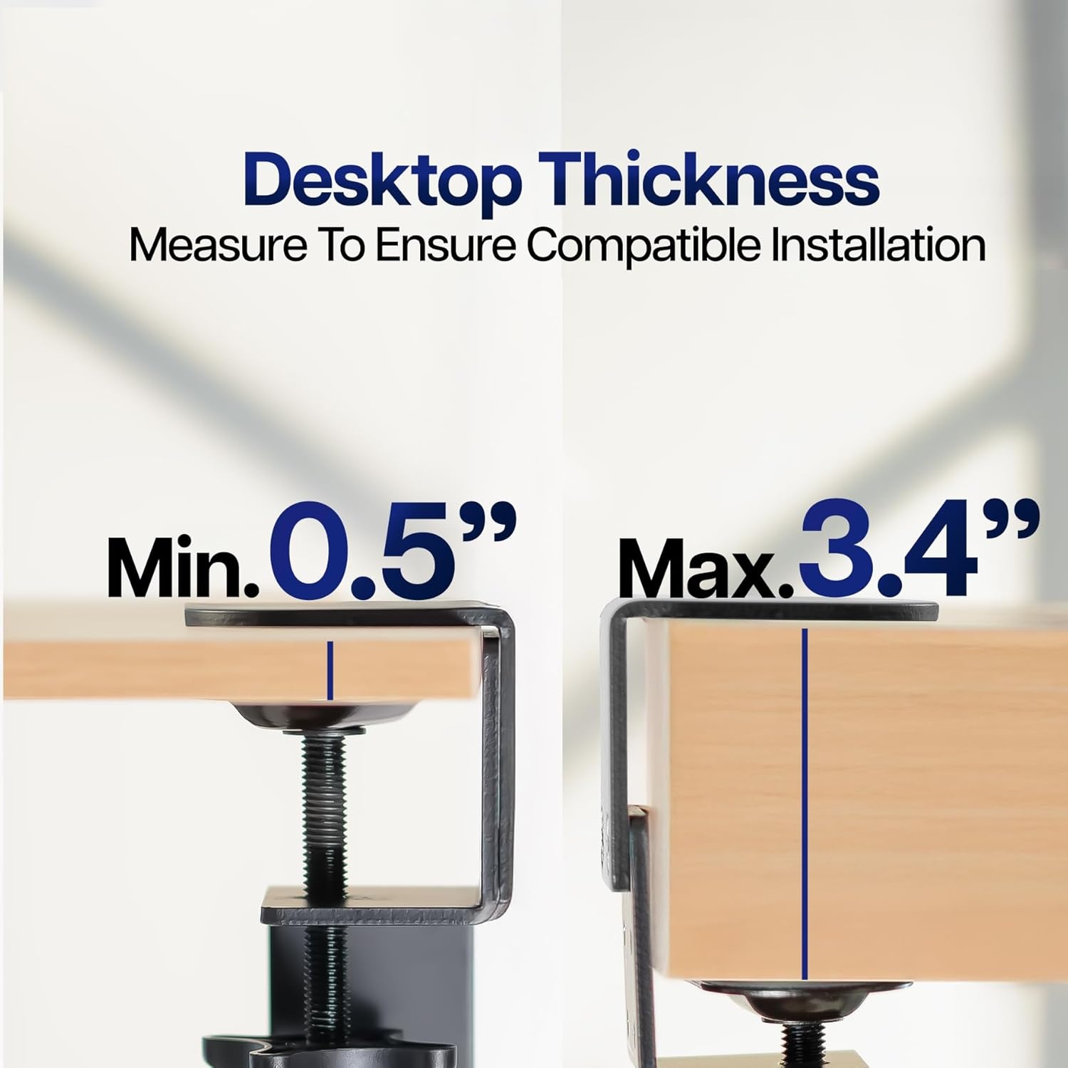 image:imageVIVO Large Height Adjustable Under Desk Keyboard Tray Cclamp Mount System 2733 Including Clamps x 11 inch SlideOut Platform for Typing Black MOUNTKB05HBBlack