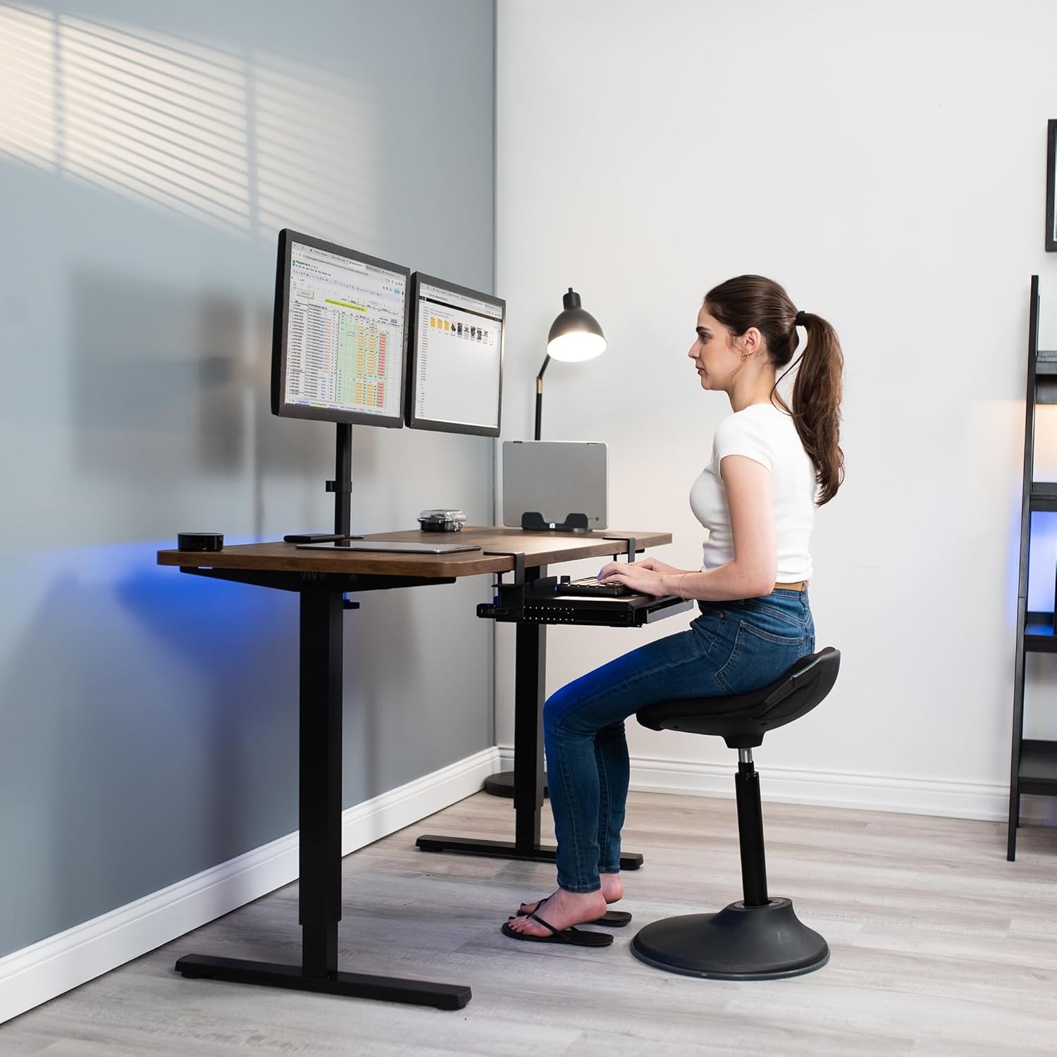 image:imageVIVO Large Keyboard Tray Under Desk Pull Out Platform with Pencil Drawer Extra Sturdy C Clamp Mount 27 33 Including Clamps x 11 inch SlideOut Tray with Storage Drawer Black MOUNTKB054DBlack