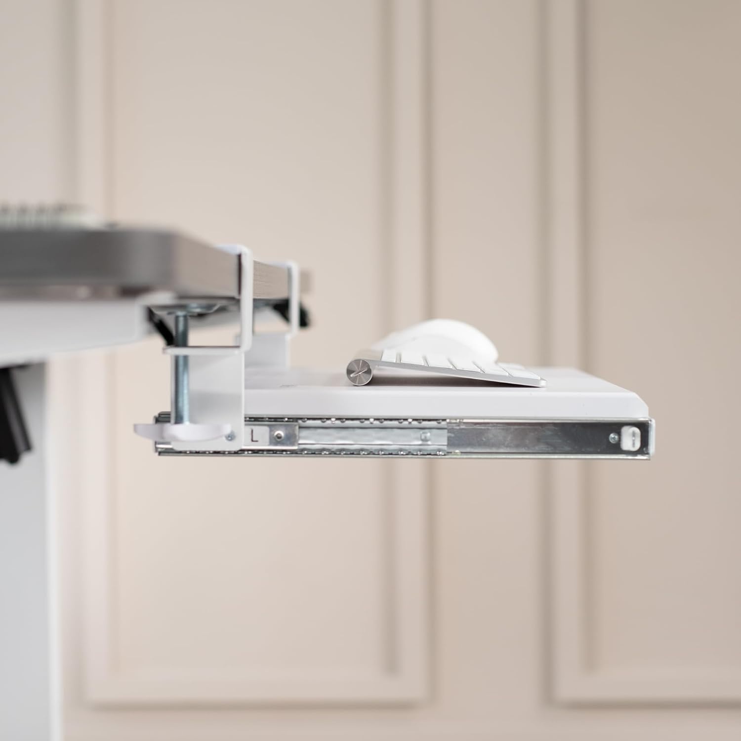 image:imageVIVO Large Keyboard Tray Under Desk Pull Out with Extra Sturdy C Clamp Mount System 27 33 Including Clamps x 11 Inch SlideOut Platform Computer Drawer for Typing Black MOUNTKB05EWhite