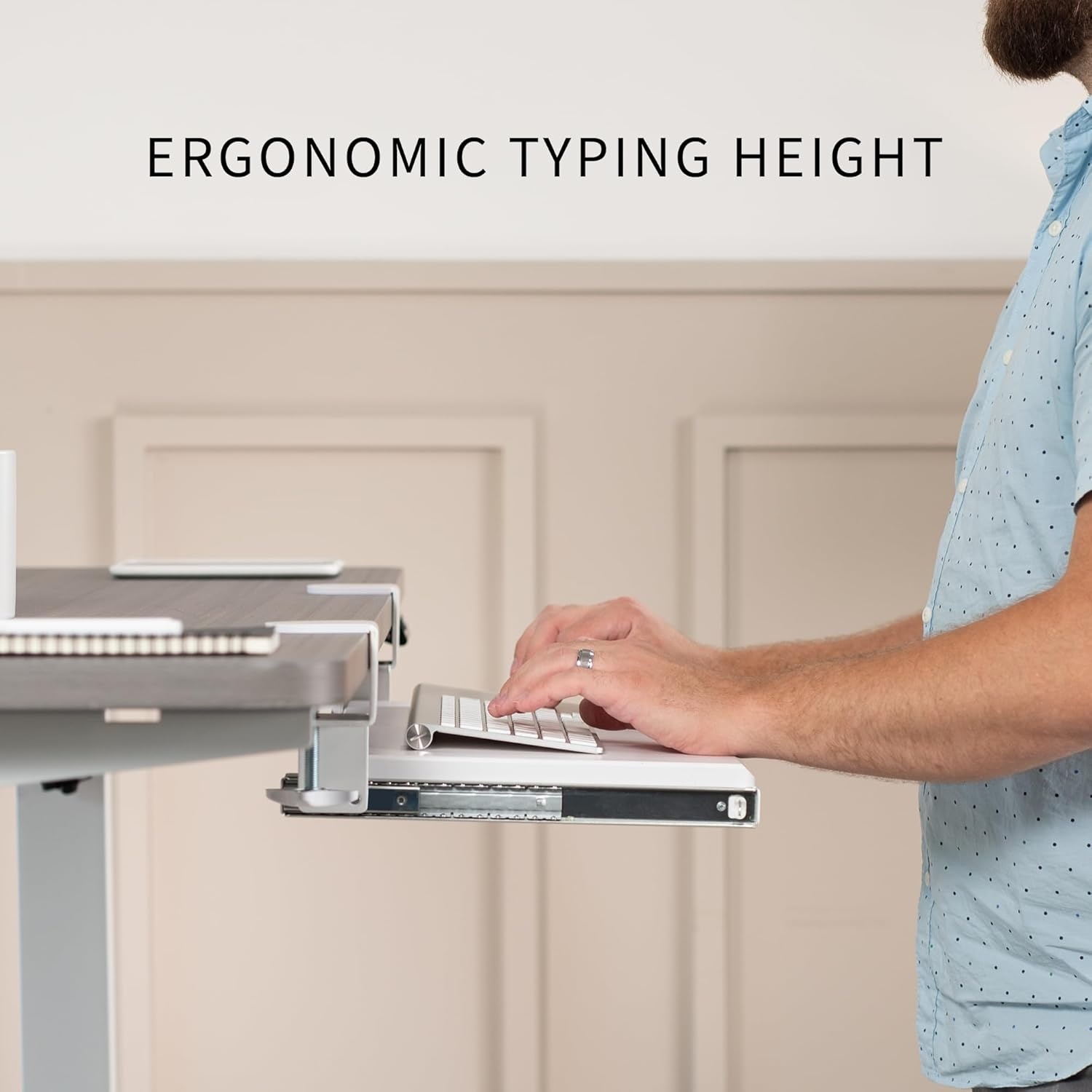image:imageVIVO Large Keyboard Tray Under Desk Pull Out with Extra Sturdy C Clamp Mount System 27 33 Including Clamps x 11 Inch SlideOut Platform Computer Drawer for Typing Black MOUNTKB05EWhite