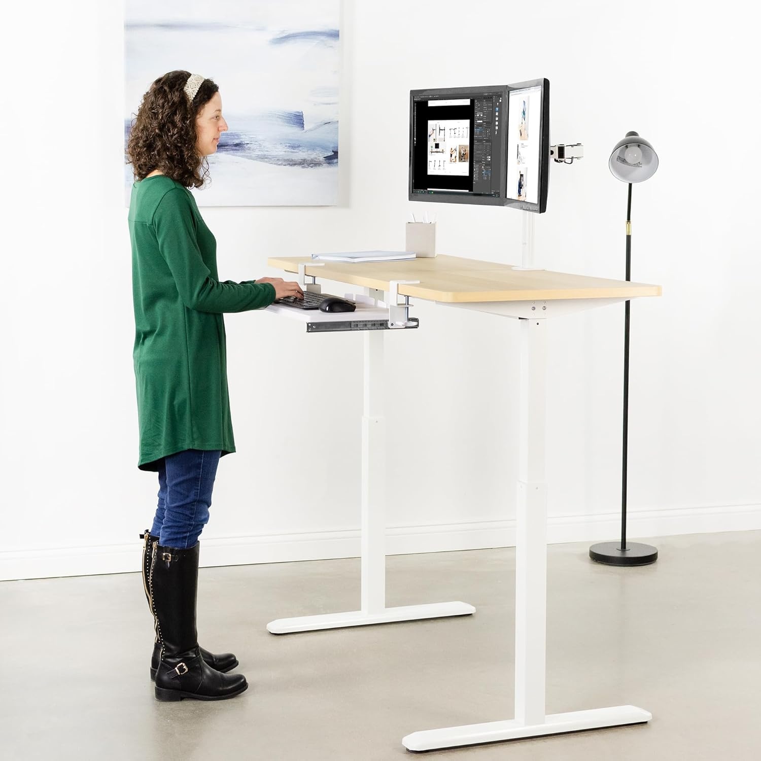image:imageVIVO Large Keyboard Tray Under Desk Pull Out with Extra Sturdy C Clamp Mount System 27 33 Including Clamps x 11 Inch SlideOut Platform Computer Drawer for Typing Black MOUNTKB05EWhite