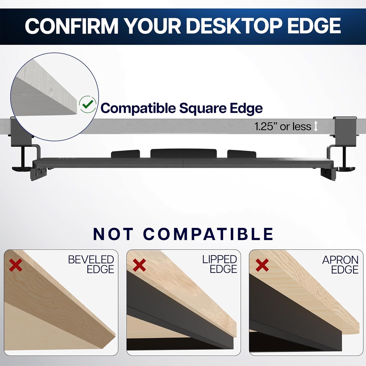 image:imageVIVO Large Keyboard Tray Under Desk Pull Out with Extra Sturdy C Clamp Mount System 27 33 Including Clamps x 11 Inch SlideOut Platform Computer Drawer for Typing Black MOUNTKB05EVintage Brown