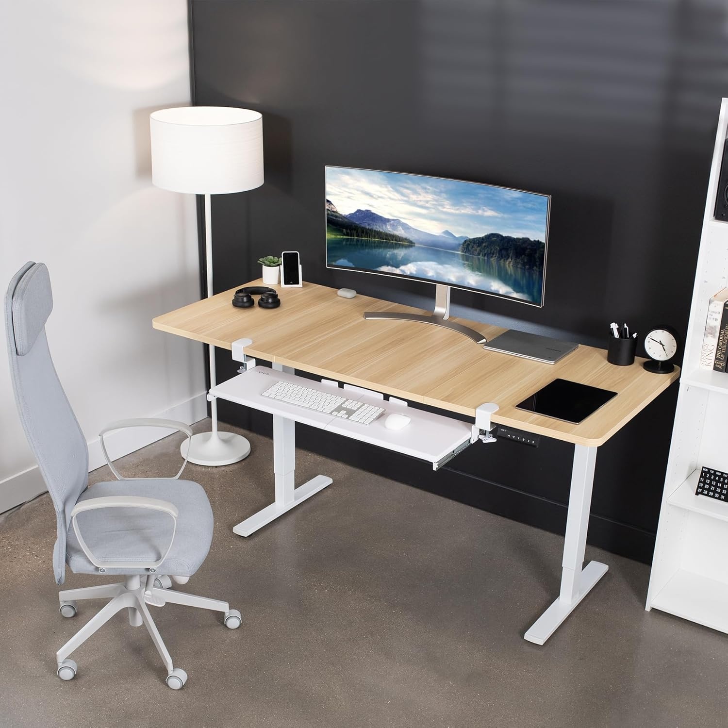 image:imageVIVO Large Keyboard Tray Under Desk Pull Out with Extra Sturdy C Clamp Mount System 27 33 Including Clamps x 11 Inch SlideOut Platform Computer Drawer for Typing Black MOUNTKB05EWhite