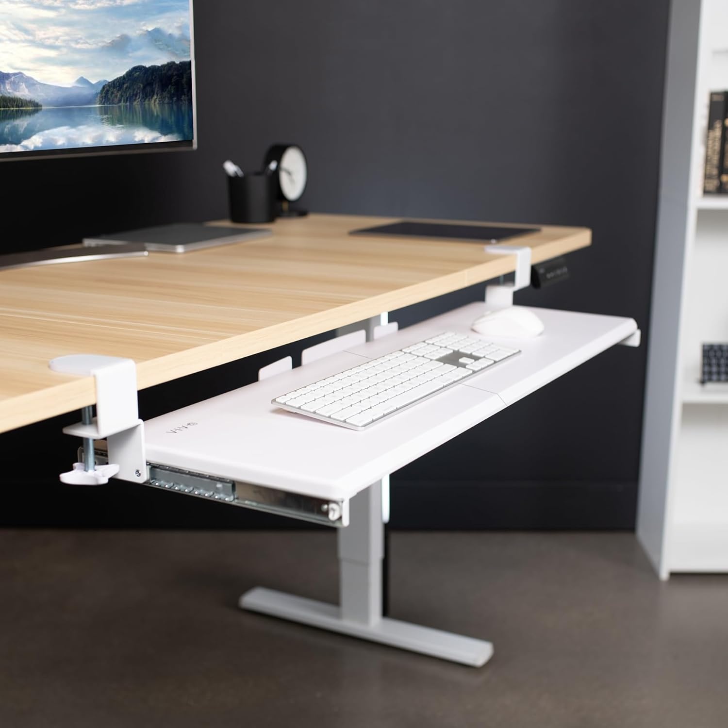 image:imageVIVO Large Keyboard Tray Under Desk Pull Out with Extra Sturdy C Clamp Mount System 27 33 Including Clamps x 11 Inch SlideOut Platform Computer Drawer for Typing Black MOUNTKB05EWhite