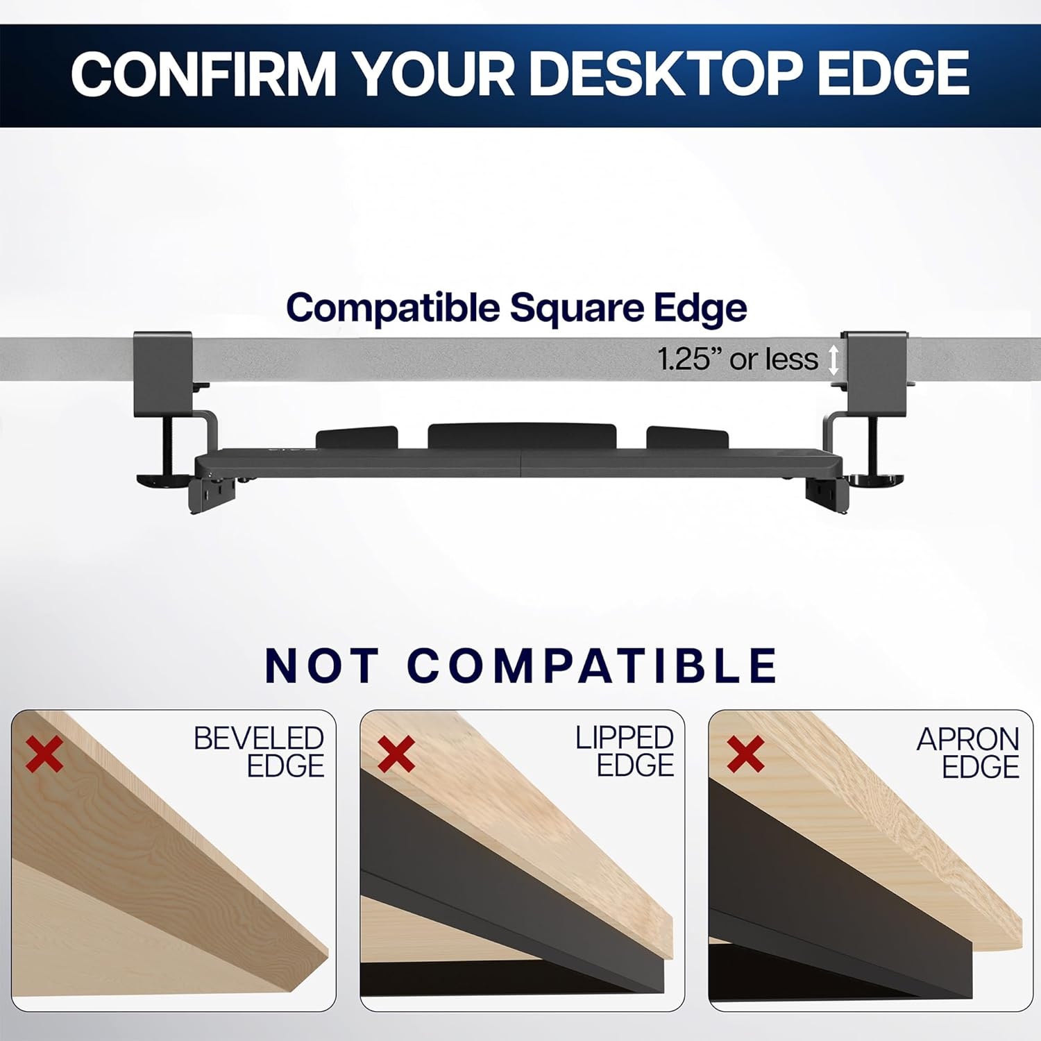 image:imageVIVO Large Keyboard Tray Under Desk Pull Out with Extra Sturdy C Clamp Mount System 27 33 Including Clamps x 11 Inch SlideOut Platform Computer Drawer for Typing Black MOUNTKB05EWhite
